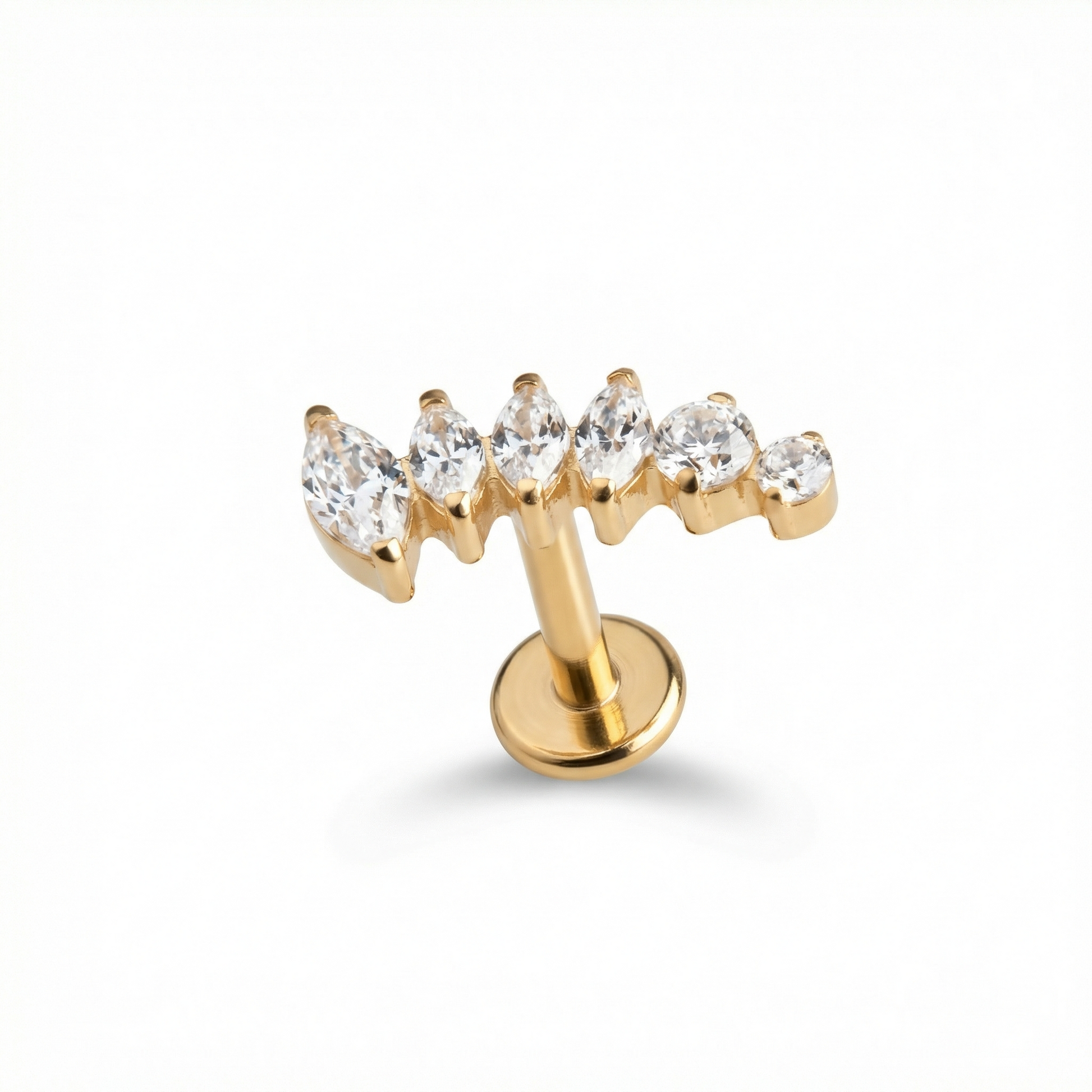 Labret Stud For Conch Piercing - 16G G23 titanium gold