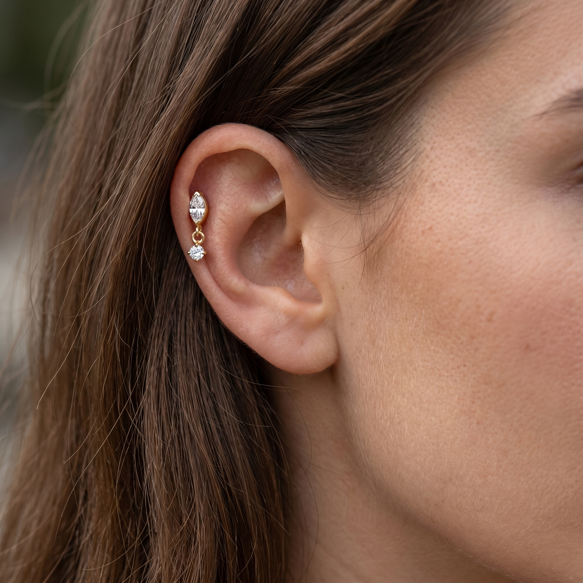 Marquise Front Helix Piercing · helix jewelry stud