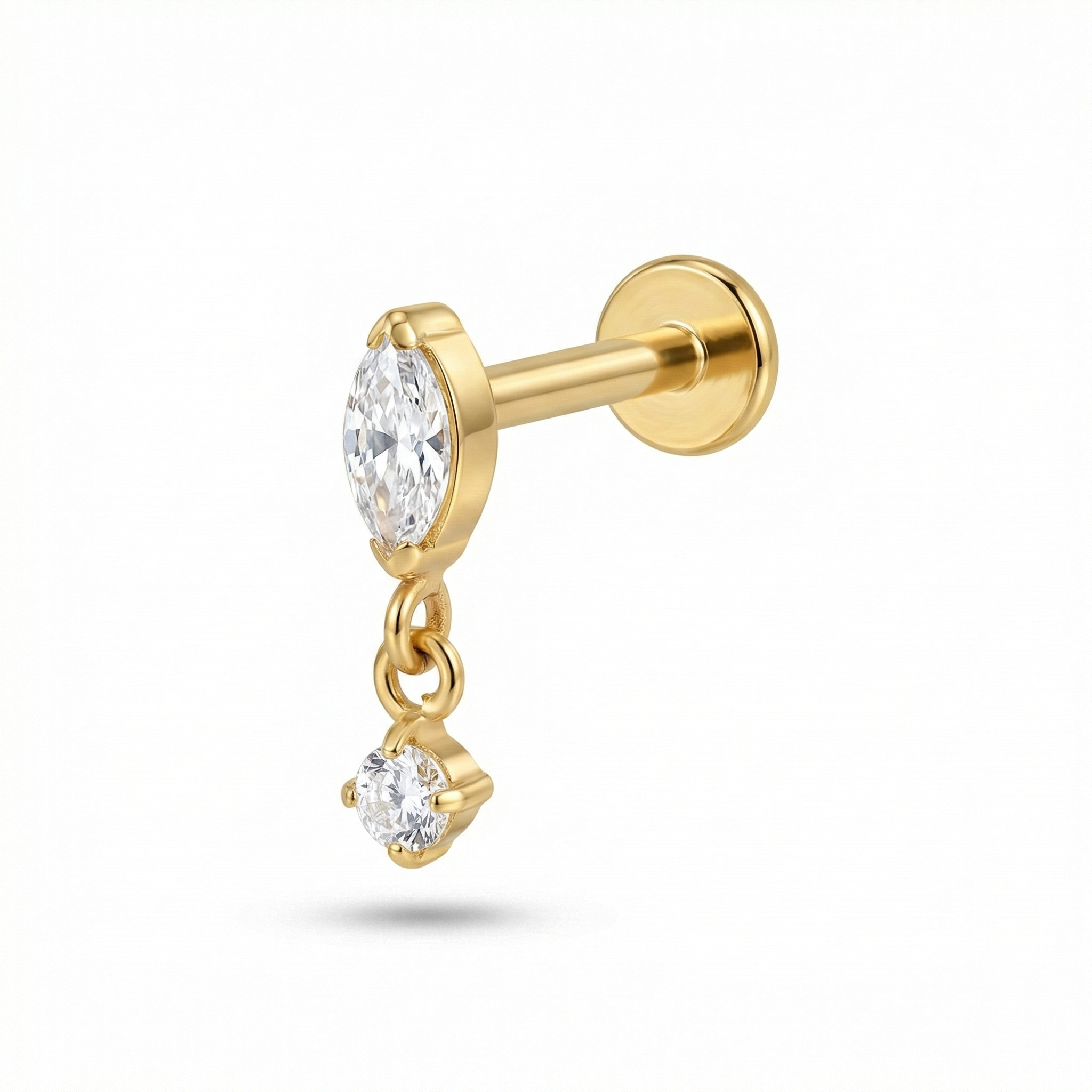 Marquise Front Helix Piercing - 16G G23 titanium gold