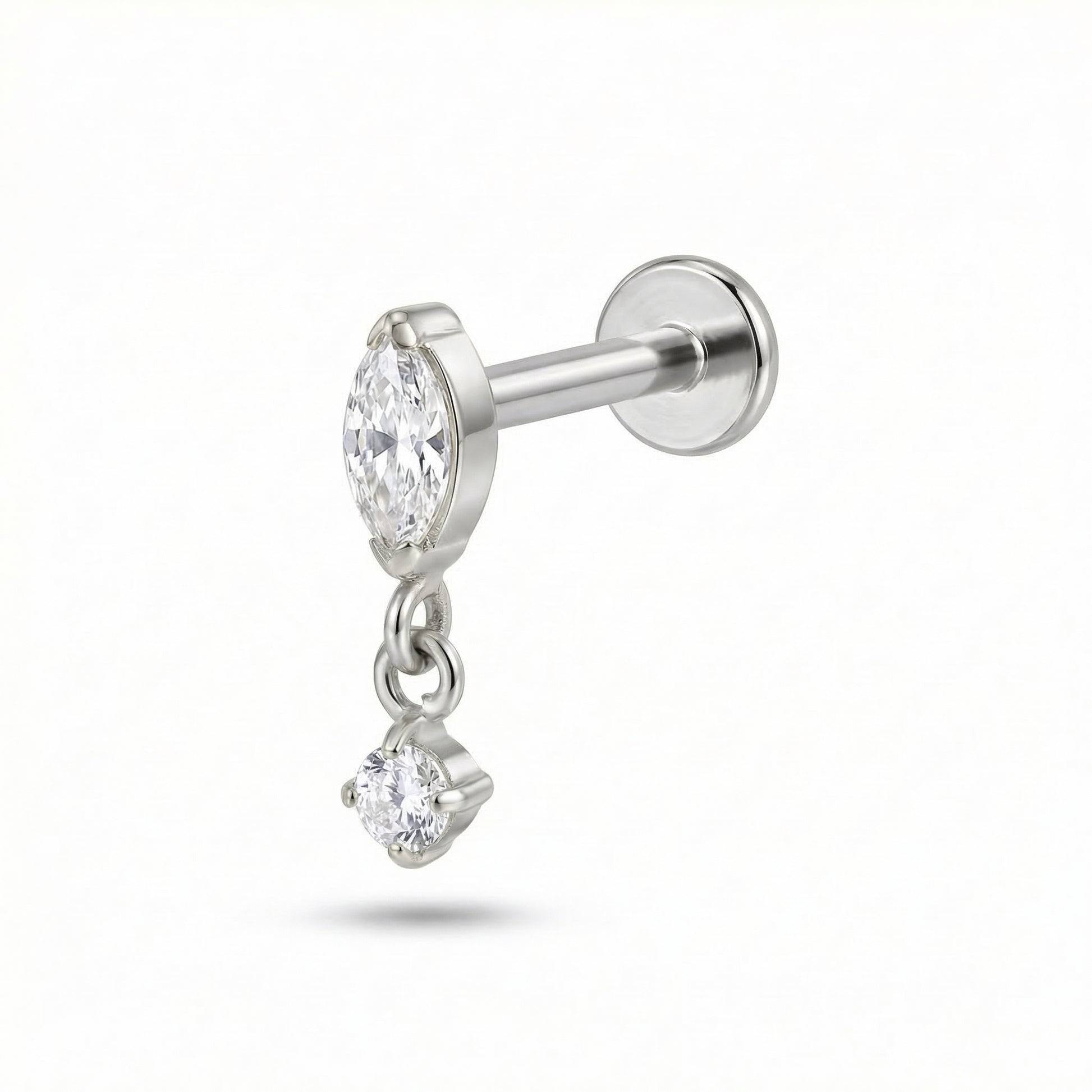 Marquise Front Helix Piercing - 16G G23 titanium silver