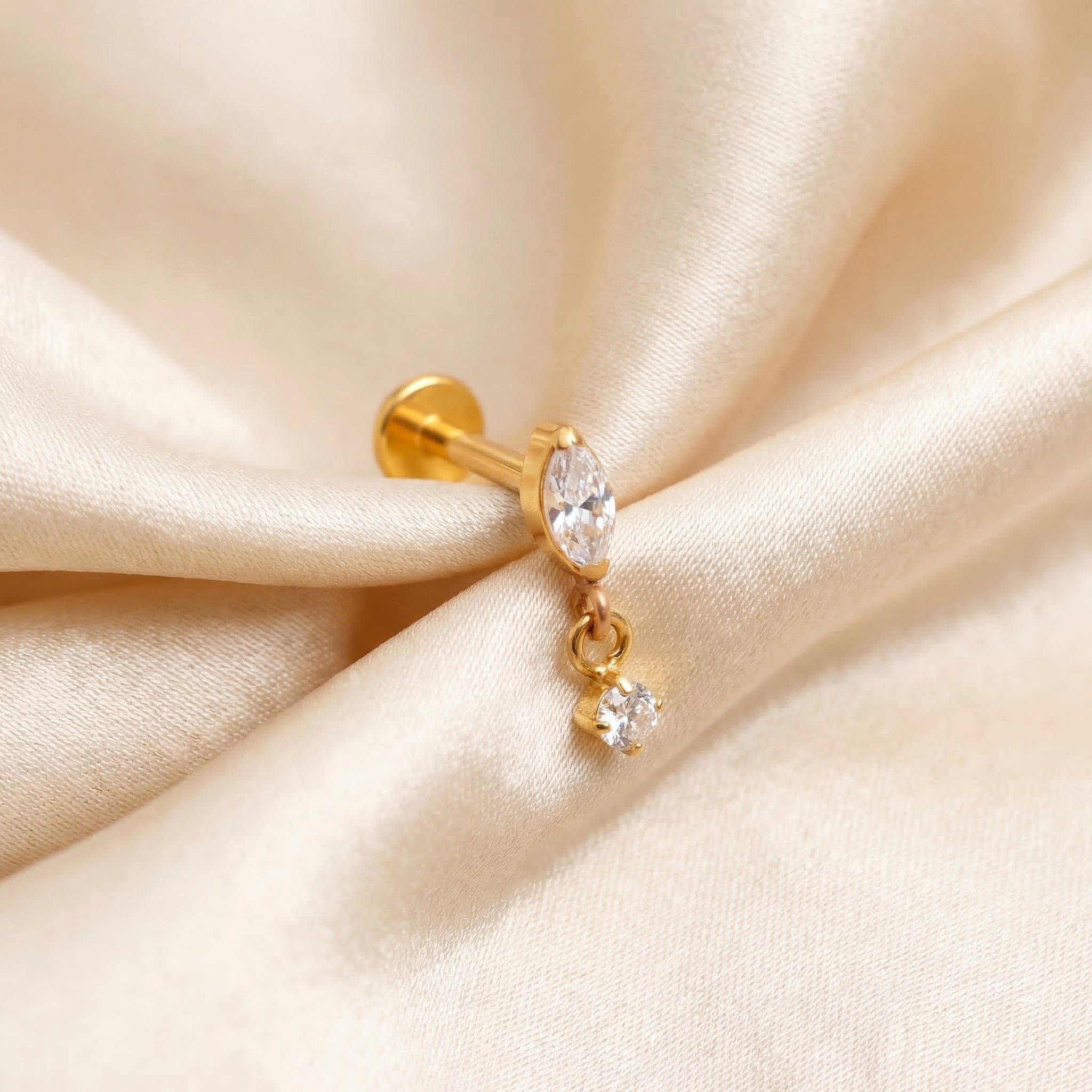 Marquise Front Helix Piercing - Gold marquise dangle cartilage