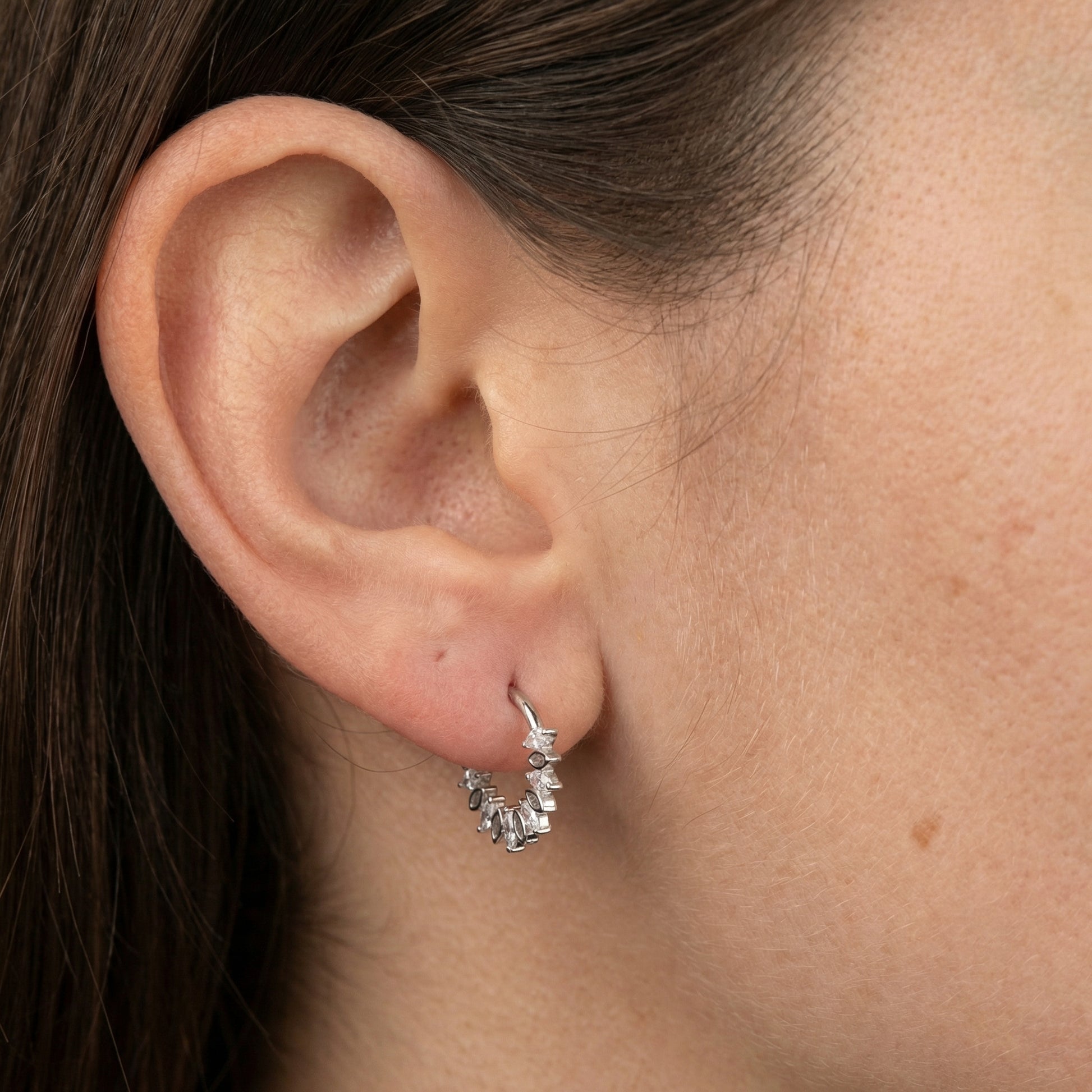 Hidden Helix Piercing Jewelry - Silver marquise cluster clicker