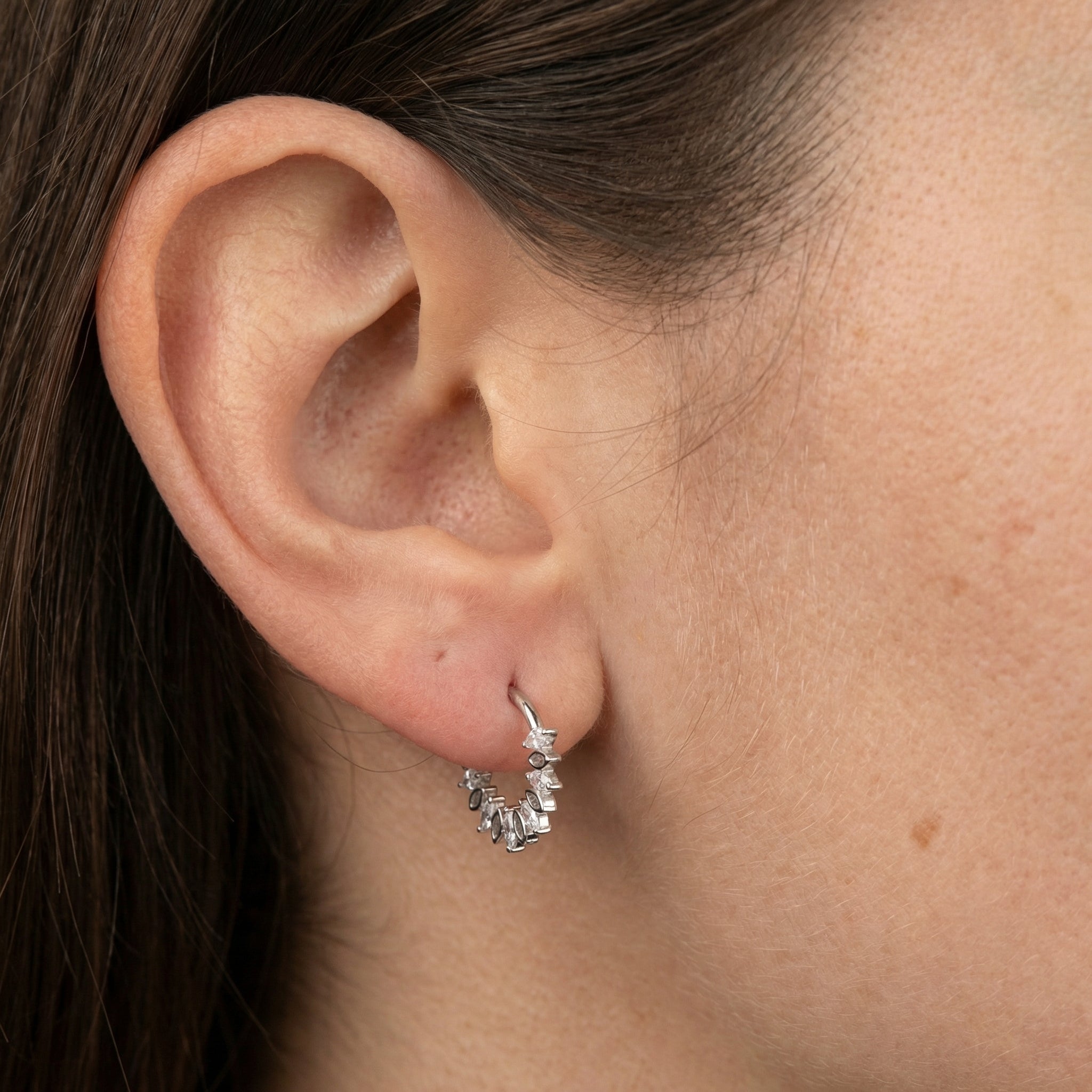 Hidden Helix Piercing Jewelry - Silver marquise cluster clicker