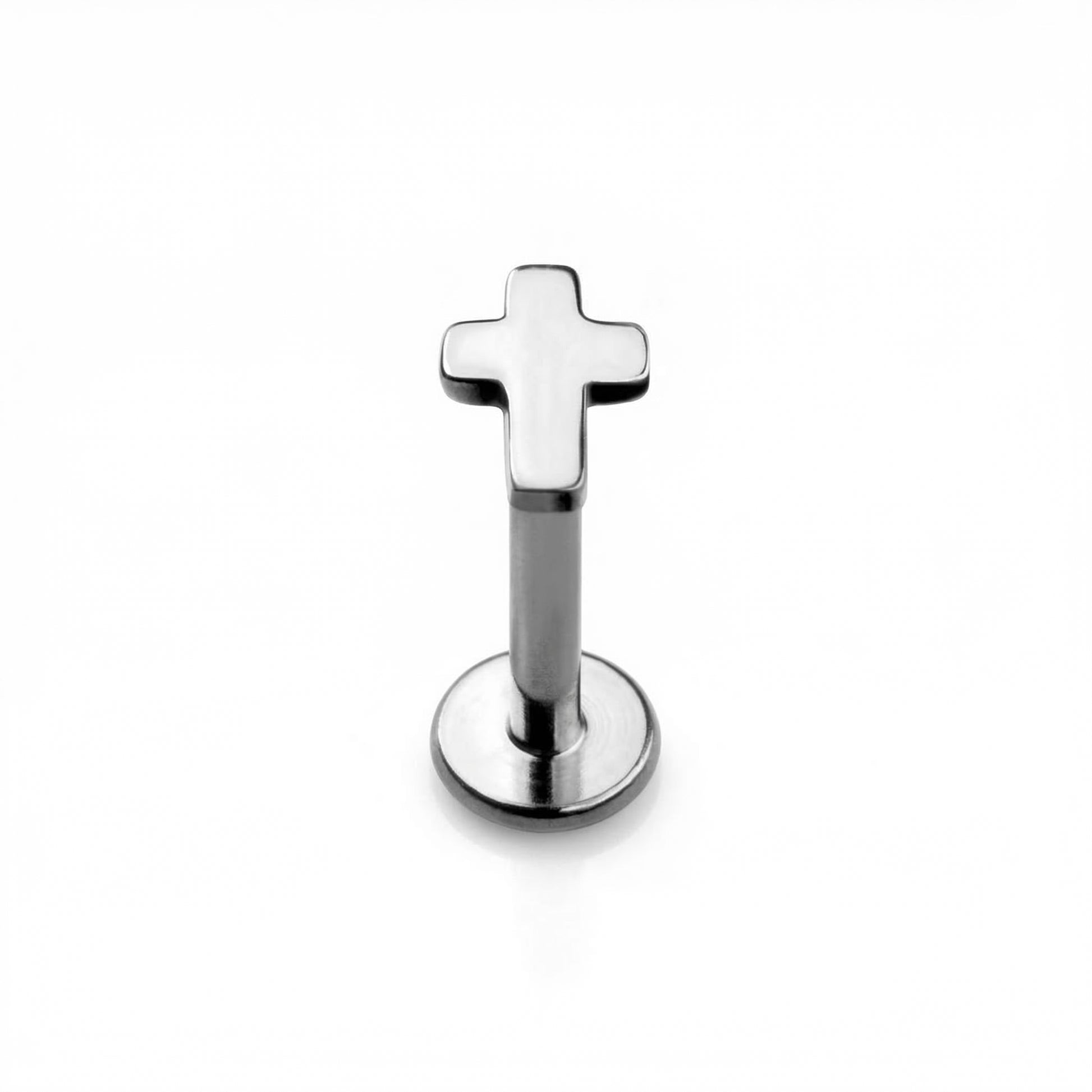 Minimalist Front Helix Piercing - Silver titanium minimalist cross