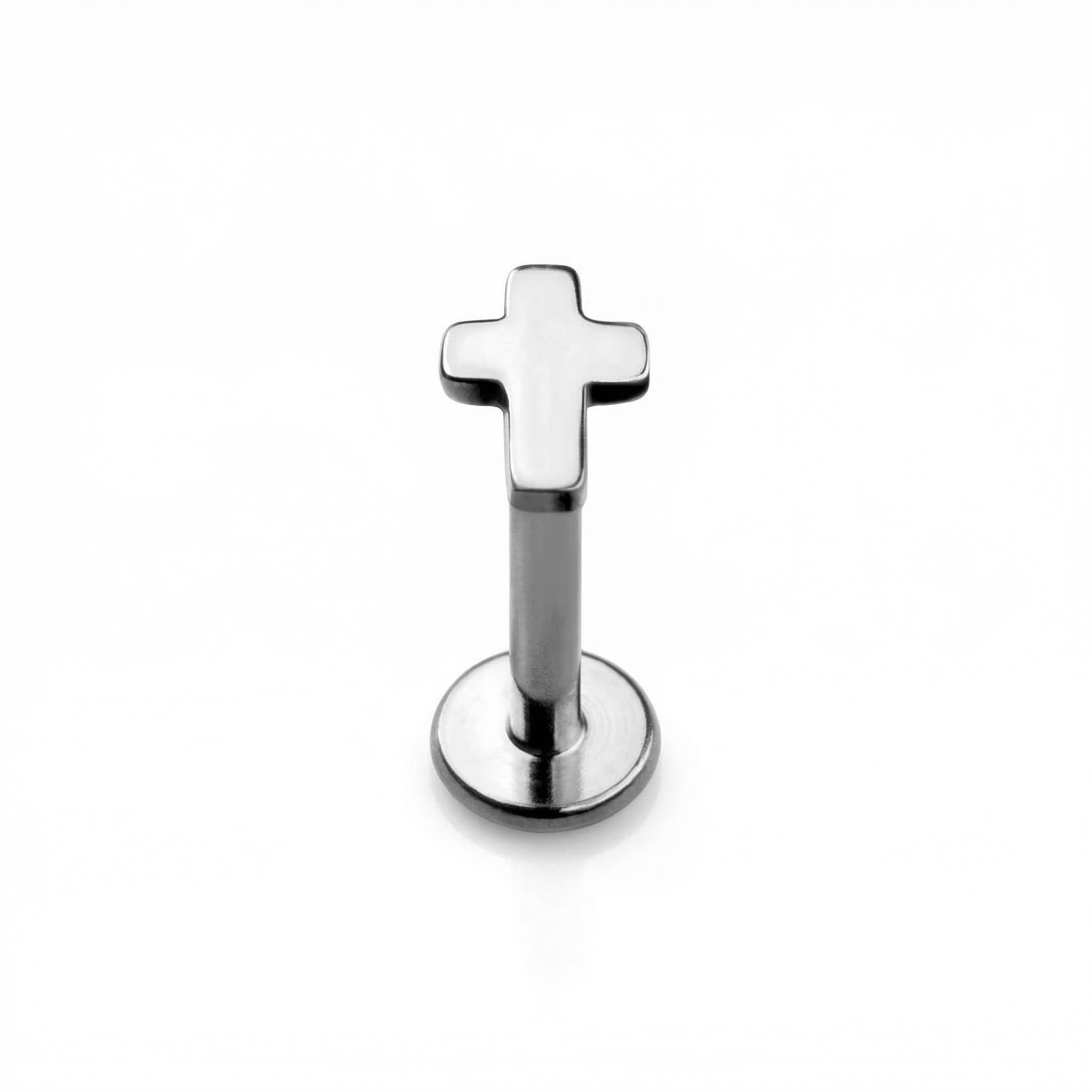 Minimalist Front Helix Piercing - Silver titanium minimalist cross