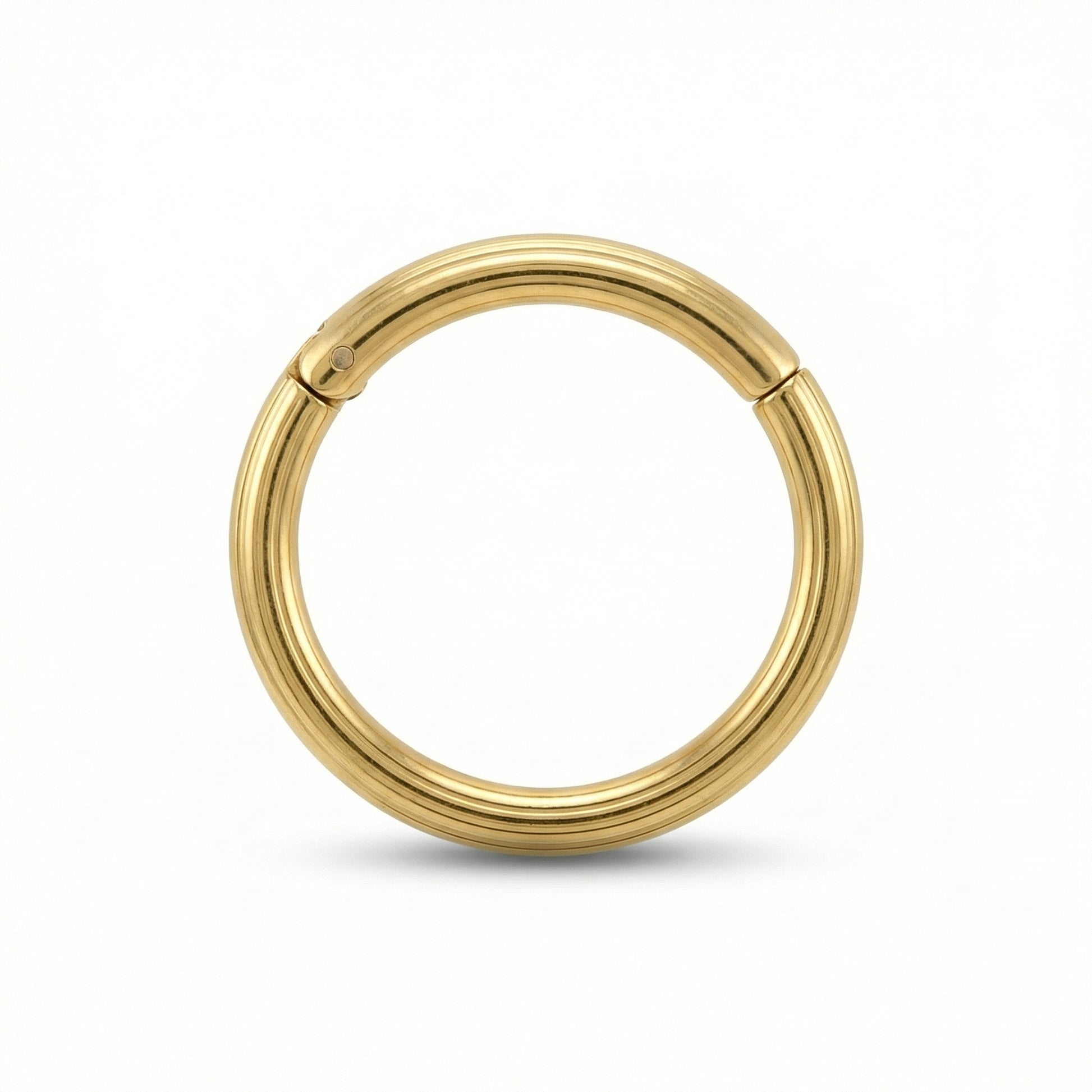 16G G23 titanium gold minimalist hinged clicker hoop ring in a small