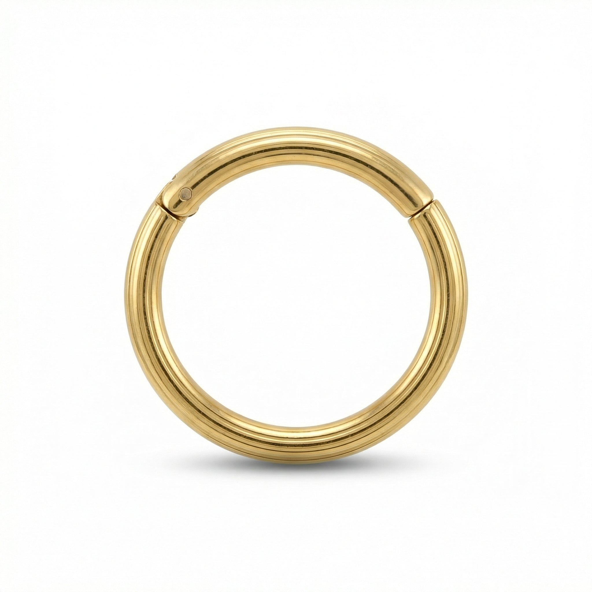 16G G23 titanium gold minimalist hinged clicker hoop ring in a small
