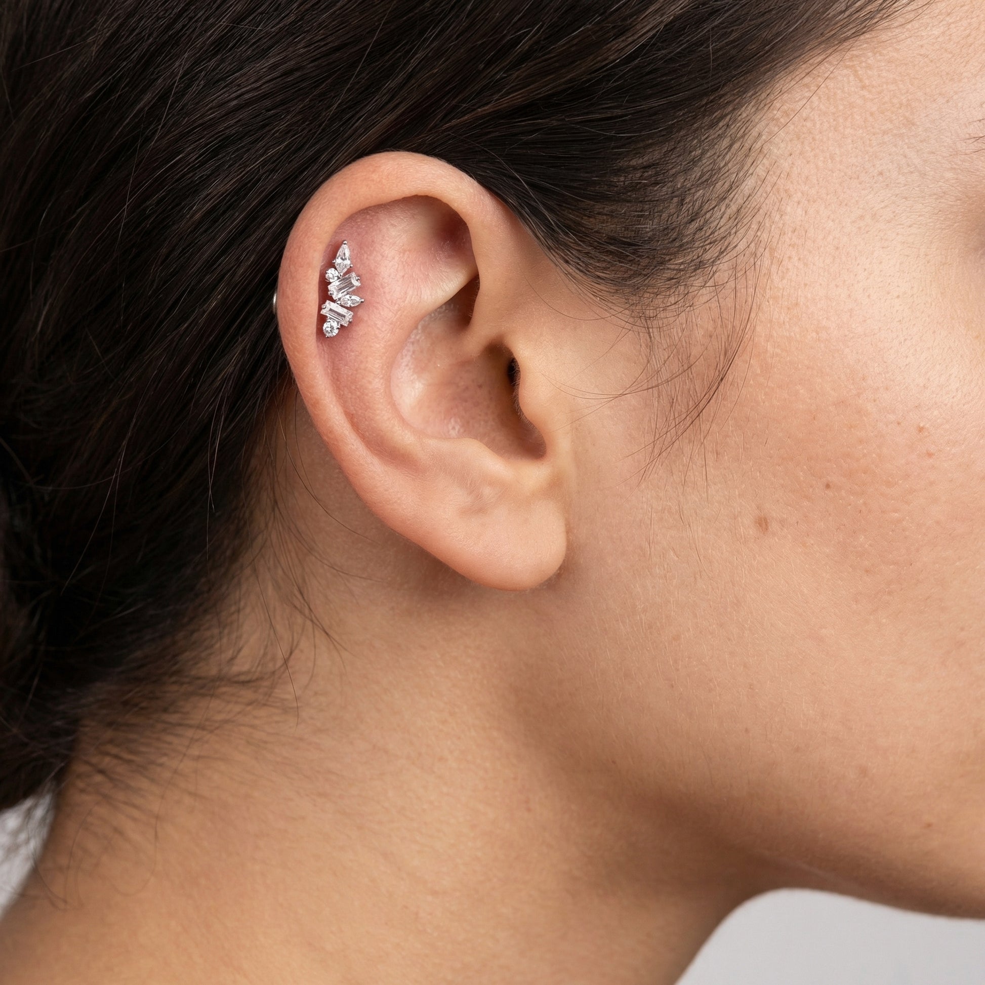Multi Front Helix Piercing · helix jewelry stud