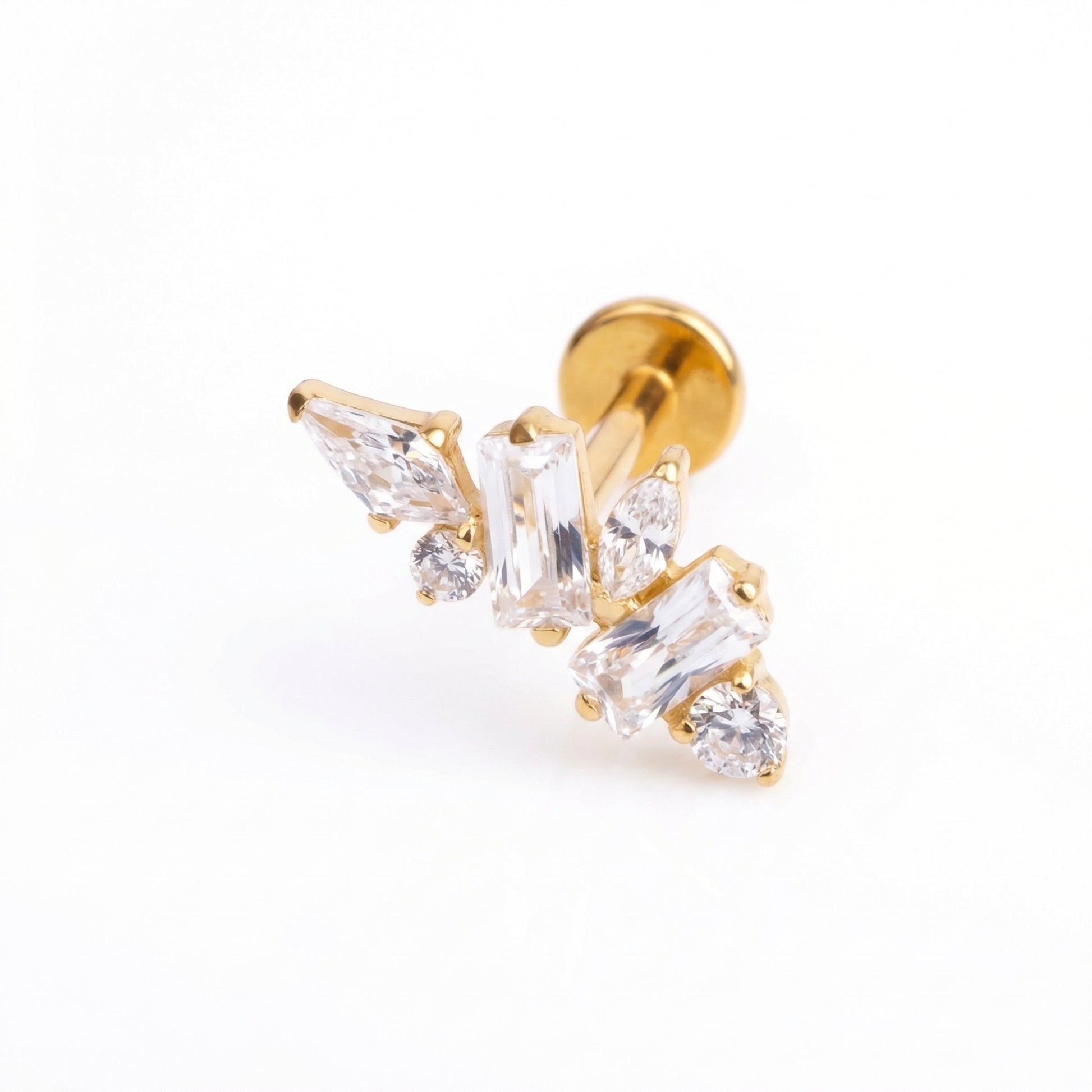 Multi Front Helix Piercing - Gold G23 titanium multi-stone