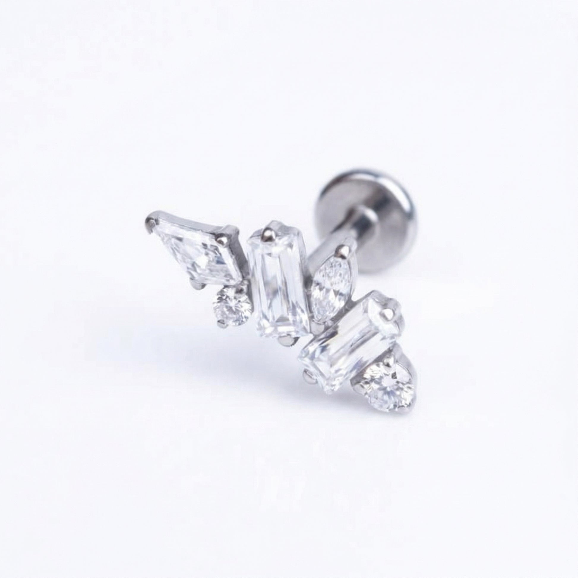 Multi Front Helix Piercing - Silver G23 titanium multi-stone