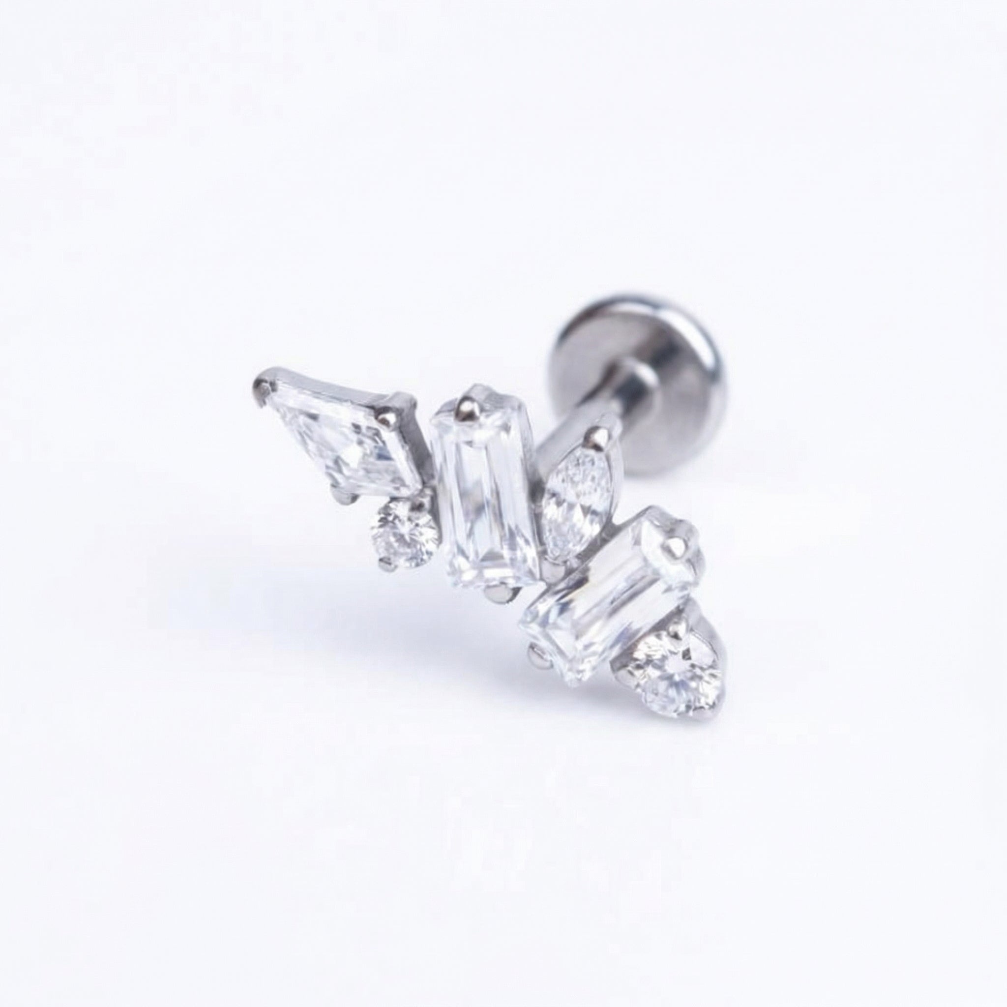 Multi Front Helix Piercing - Silver G23 titanium multi-stone