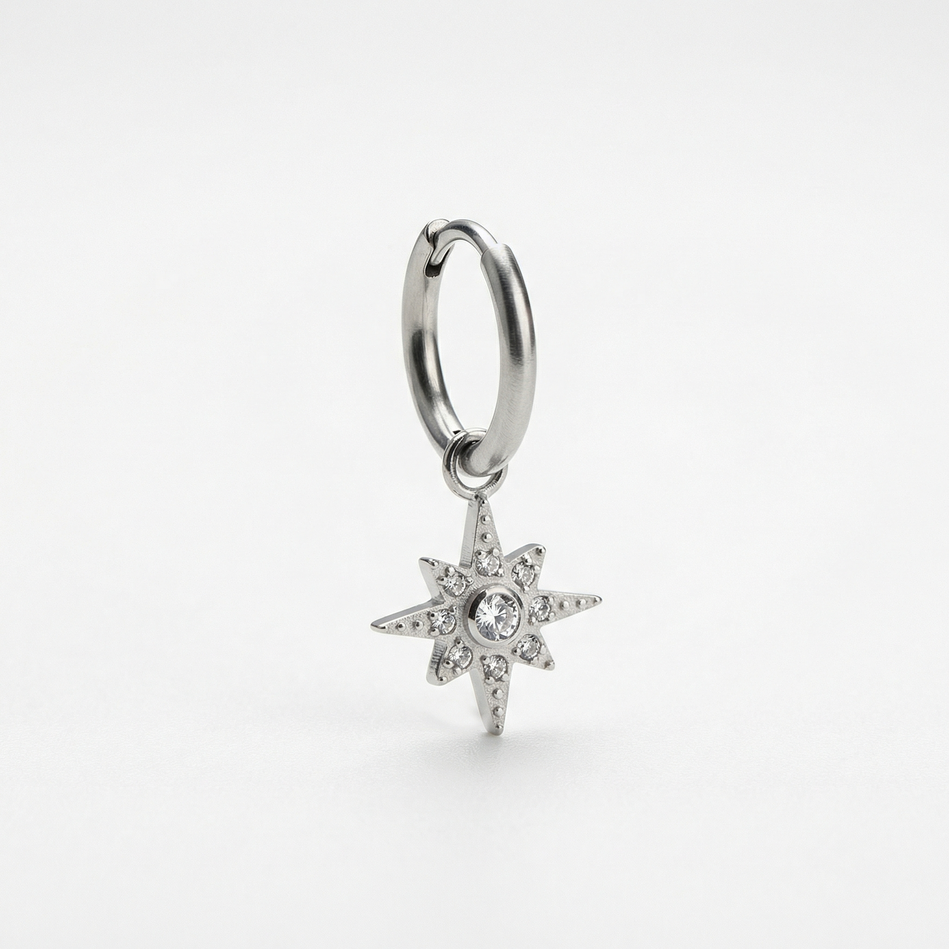 North Front Helix Piercing - Silver titanium north star
