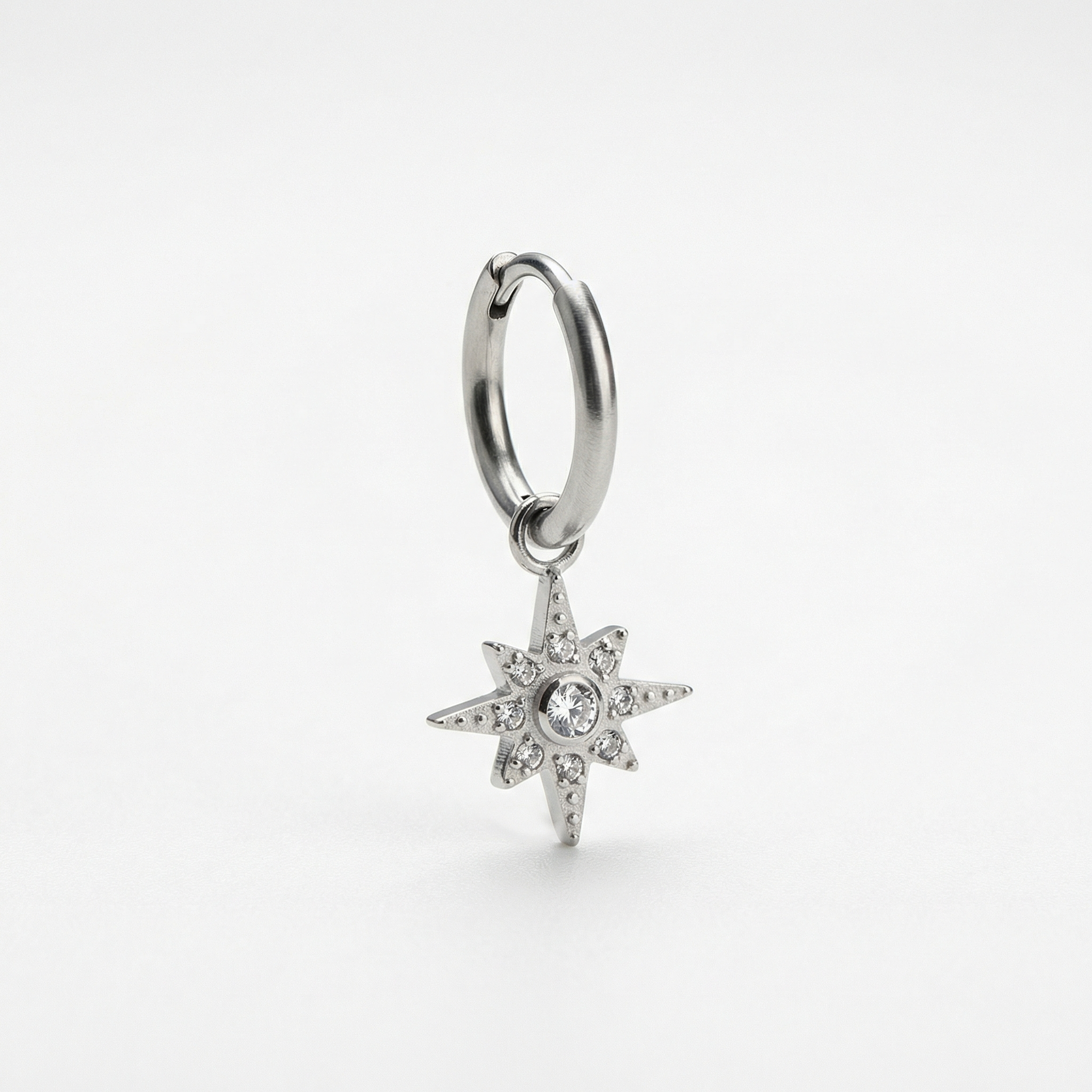 North Front Helix Piercing - Silver titanium north star