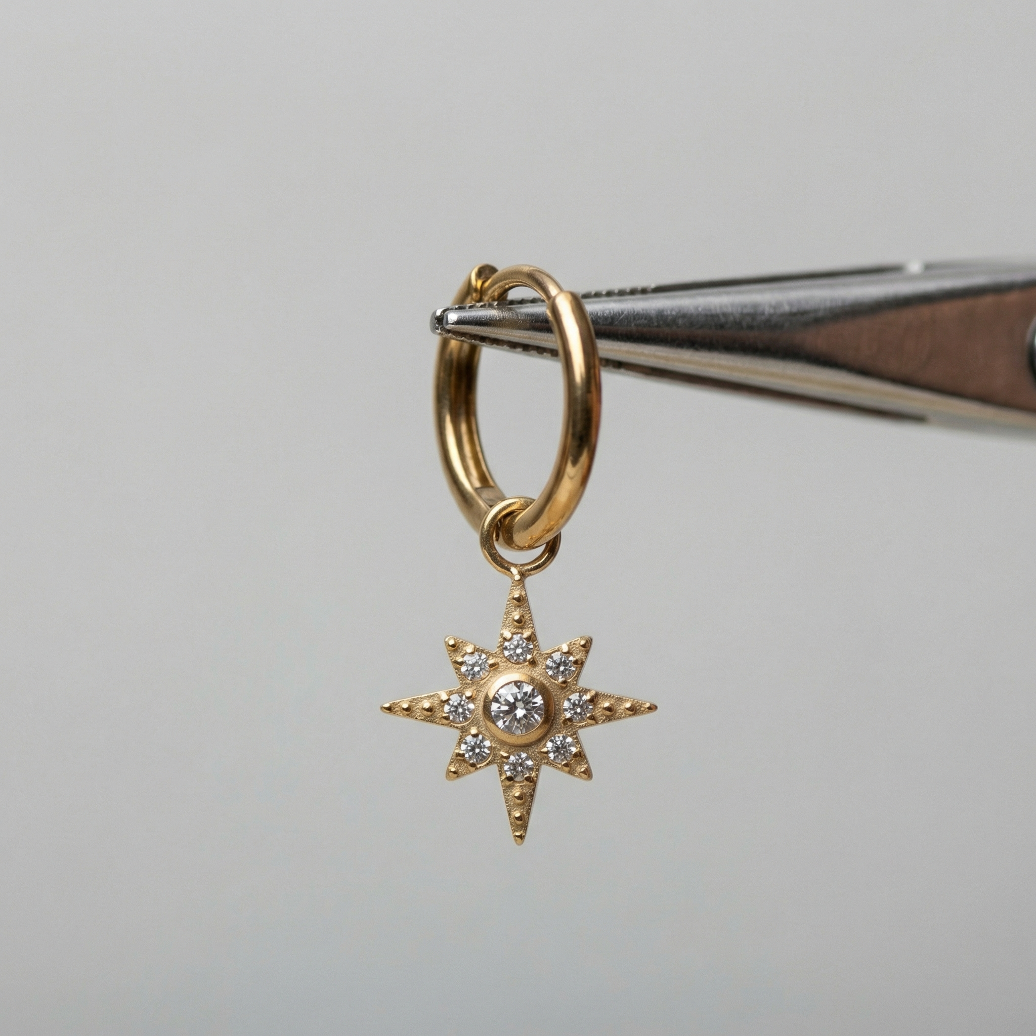 North Front Helix Piercing - Gold north star clicker
