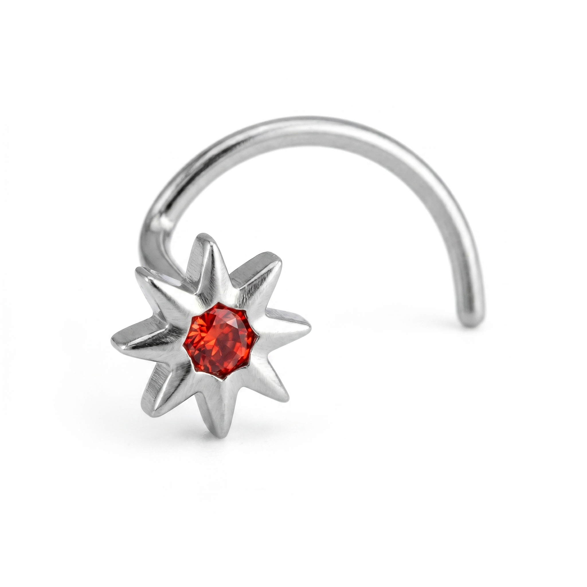 north star nose stud side profile on the nostril