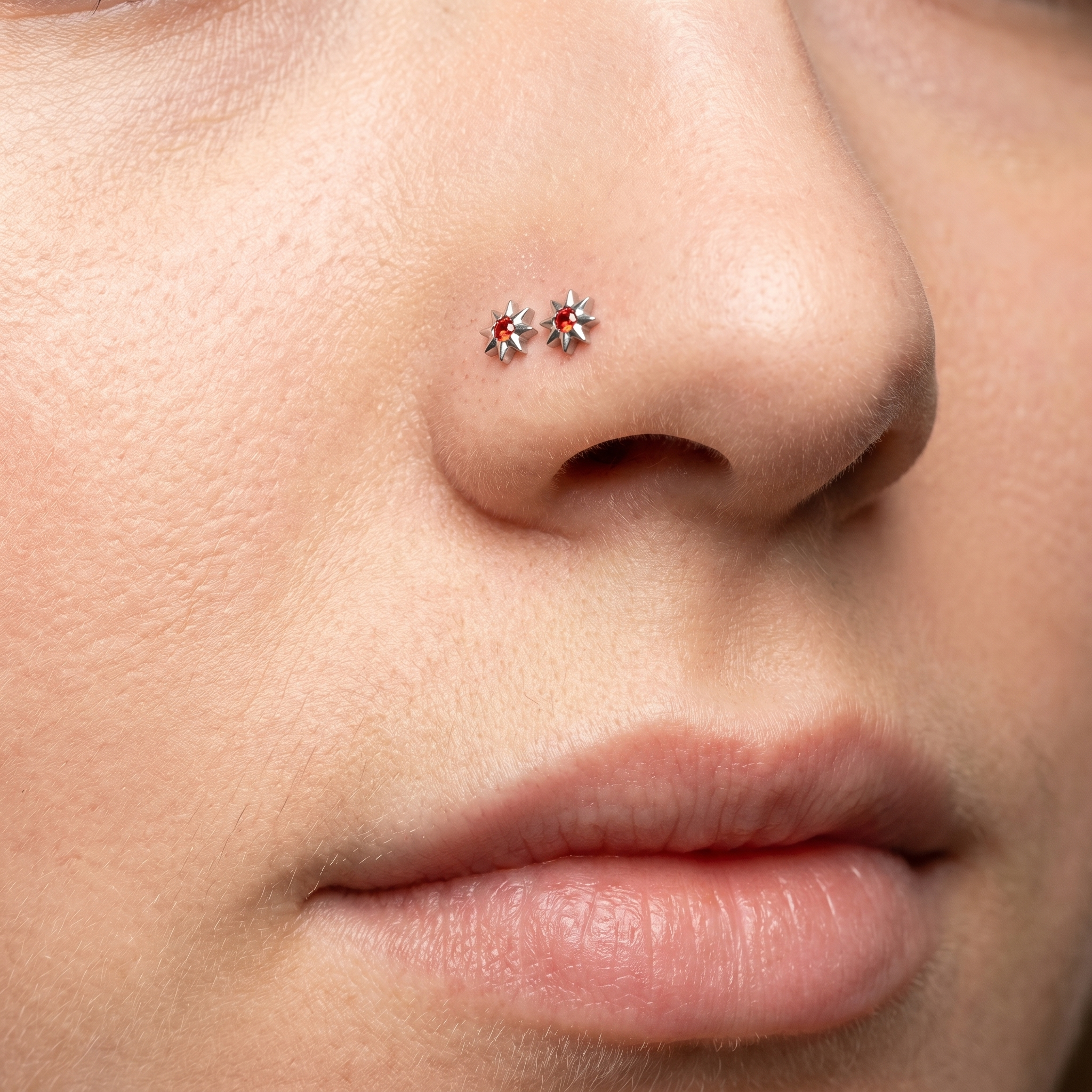 north star nose stud product detail — gold and silver finish