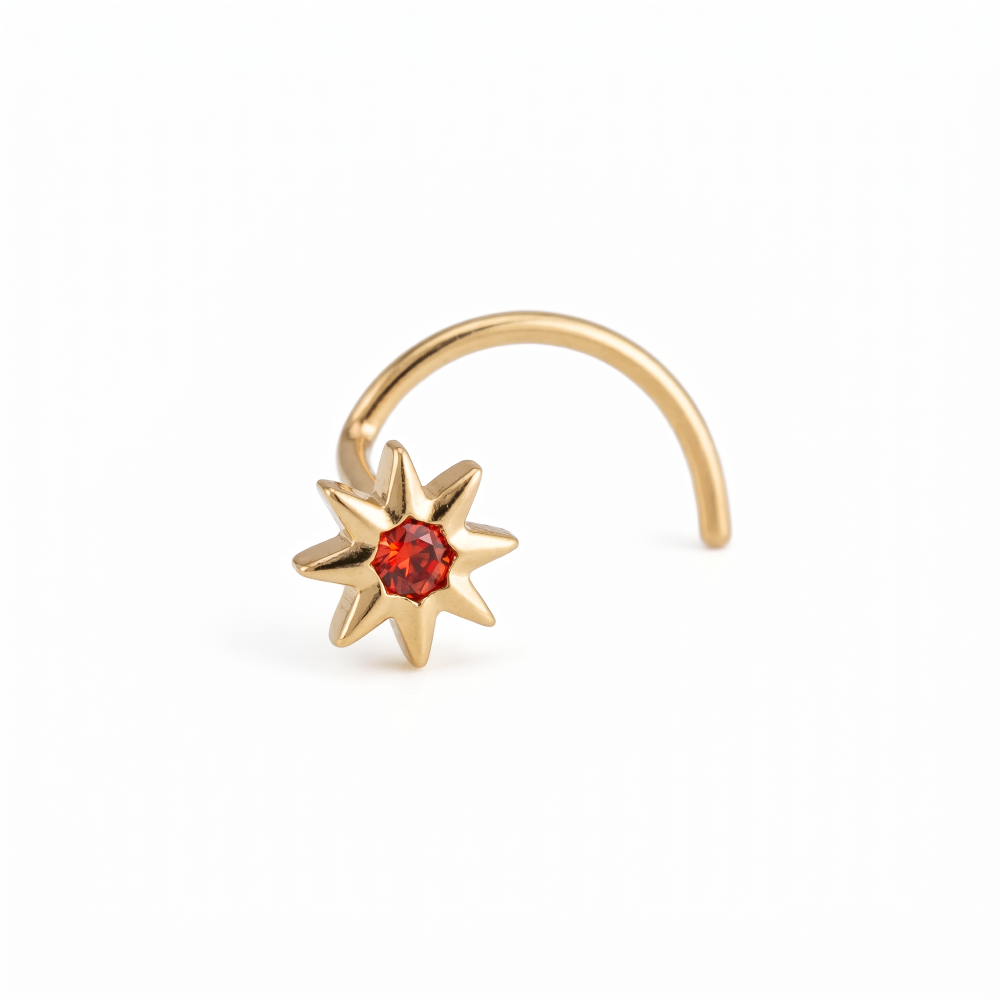 north star nose stud in gold on a white background — G23 titanium 20G