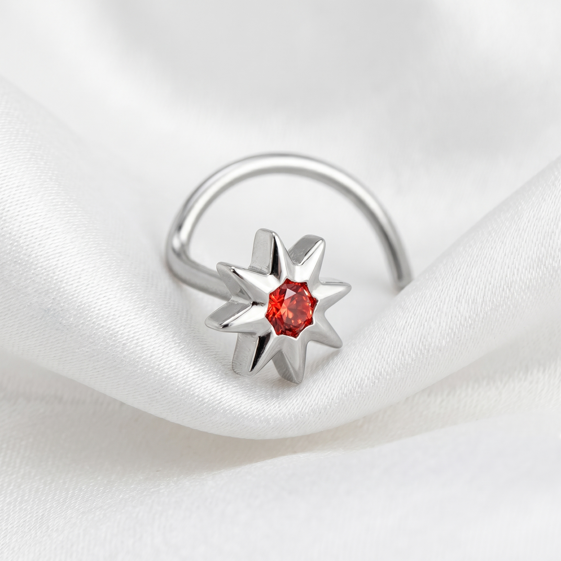 north star nose stud size chart — 0.8 mm 20G, 6 mm length, G23 titanium