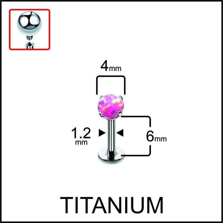 Dimensions showing 4mm top and 6mm bar for the silver pink opal