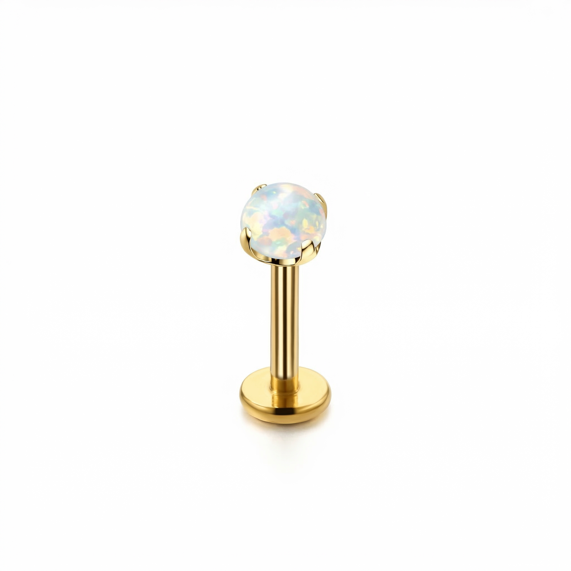 Titanium Nose Piercing Jewelry - Gold 4mm opal stud