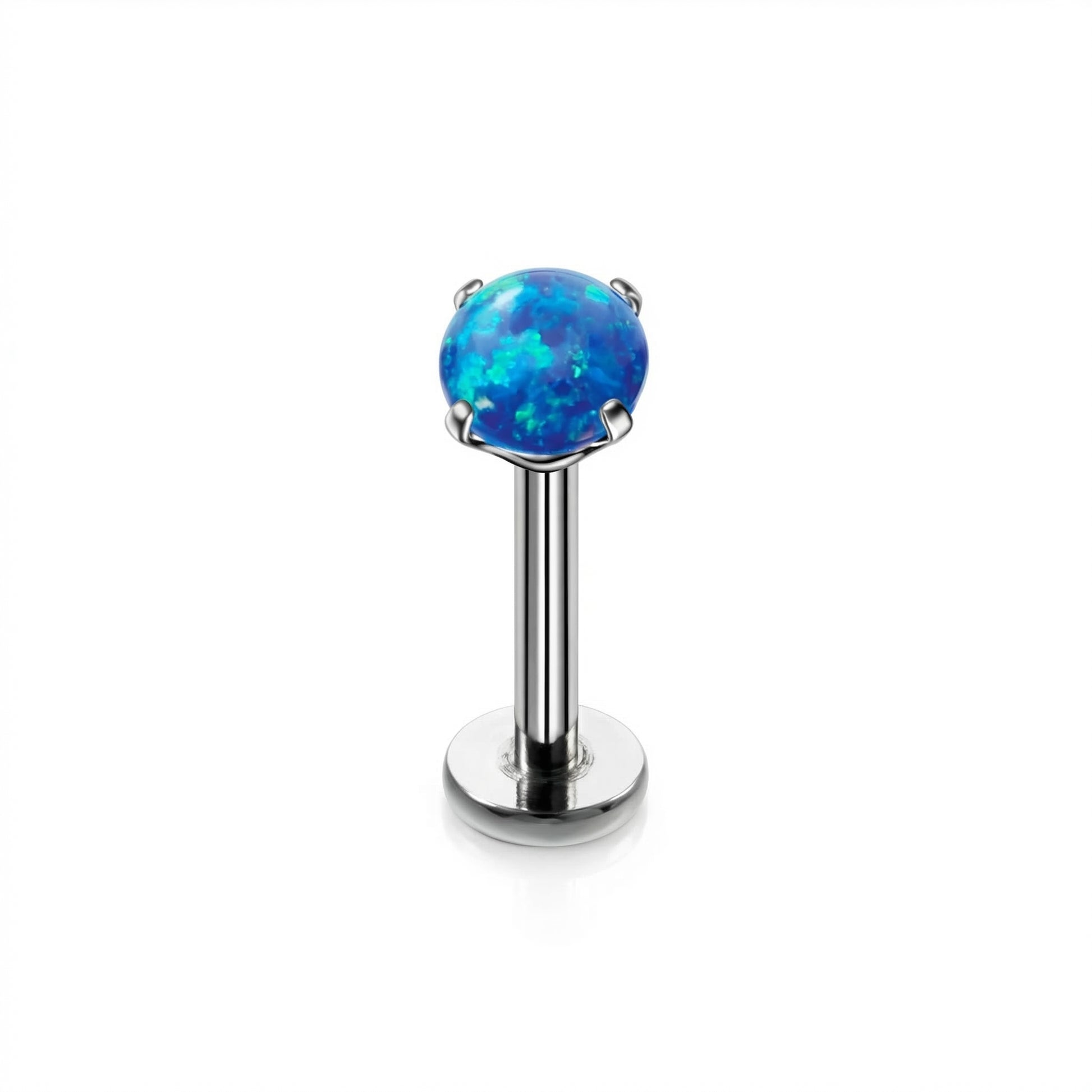 Titanium Nose Piercing Jewelry - Silver 4mm opal stud