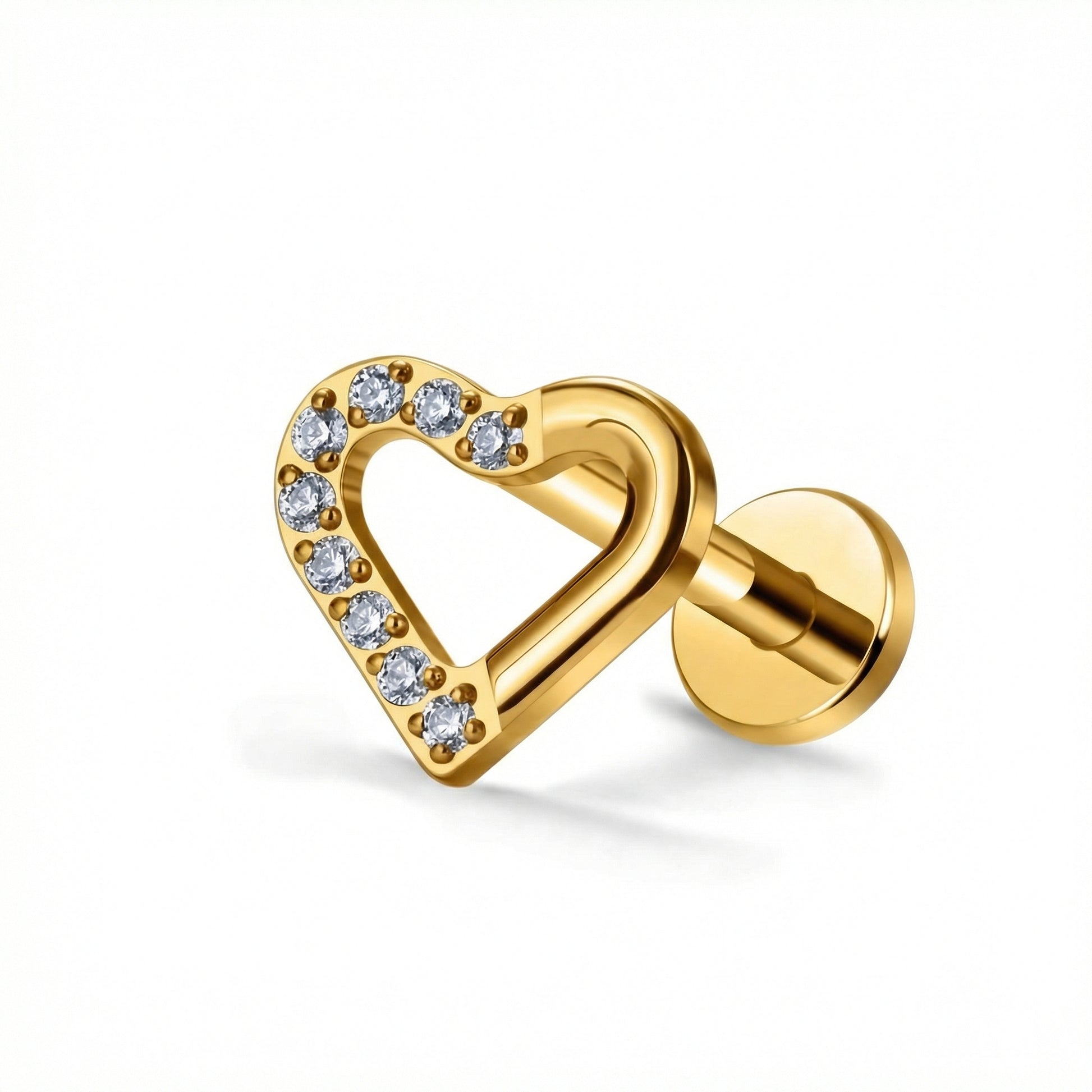Cartilage Ear Piercing Earrings - Silver open heart zircon