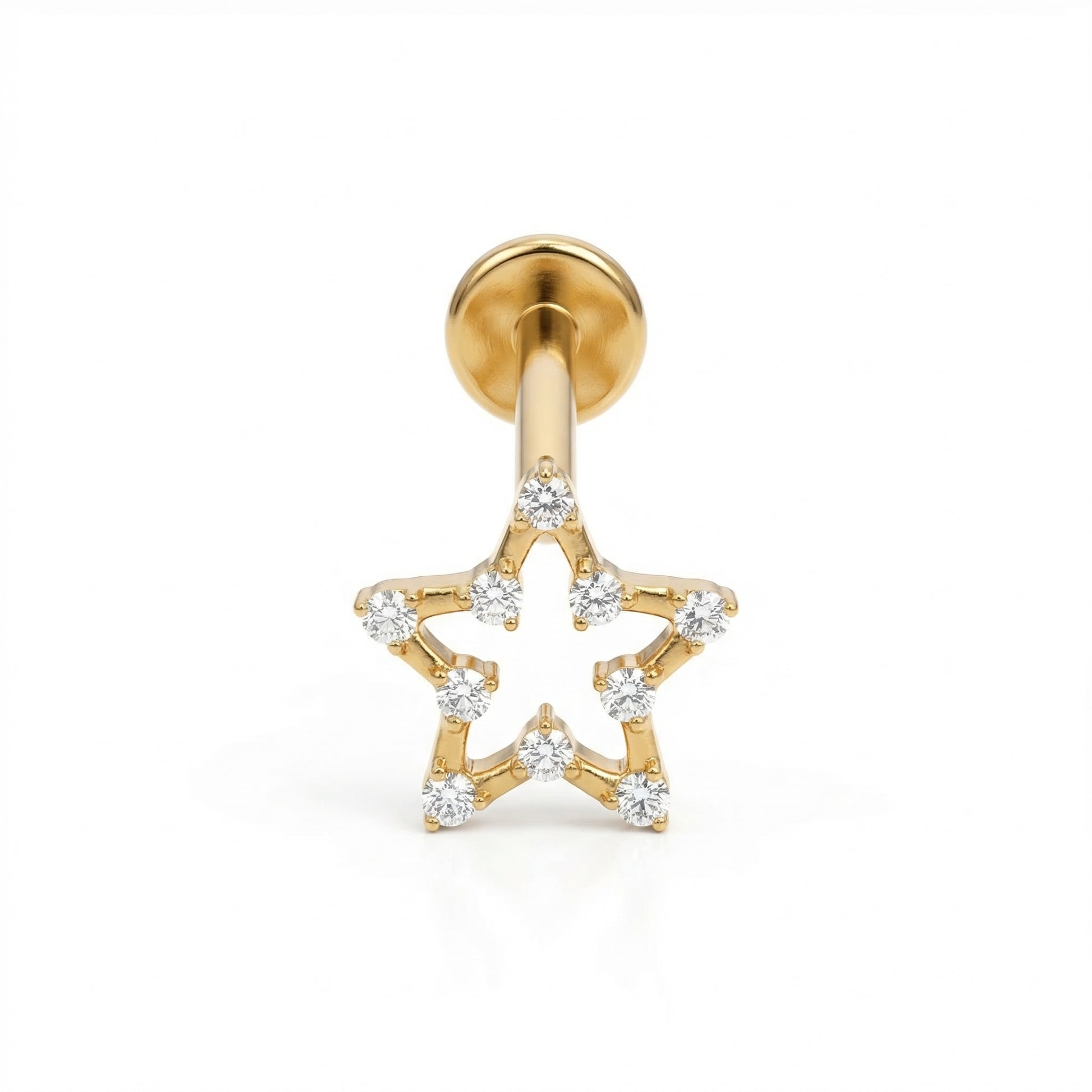 Open Front Helix Piercing - Single gold celestial cartilage