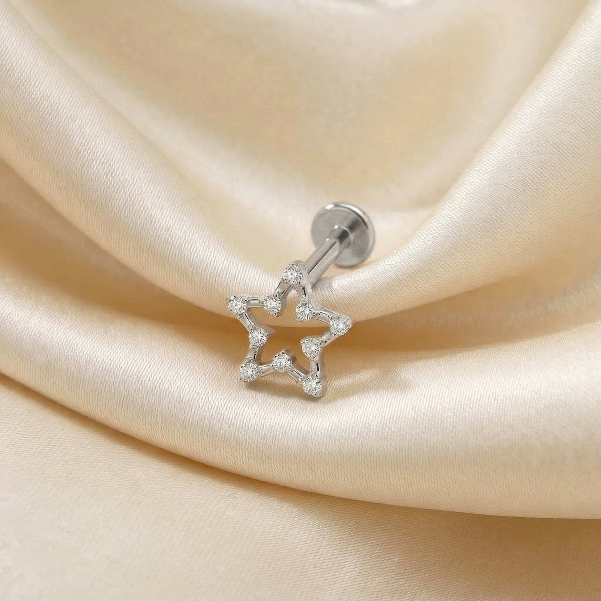 Open Front Helix Piercing - Silver medical-grade titanium piercing