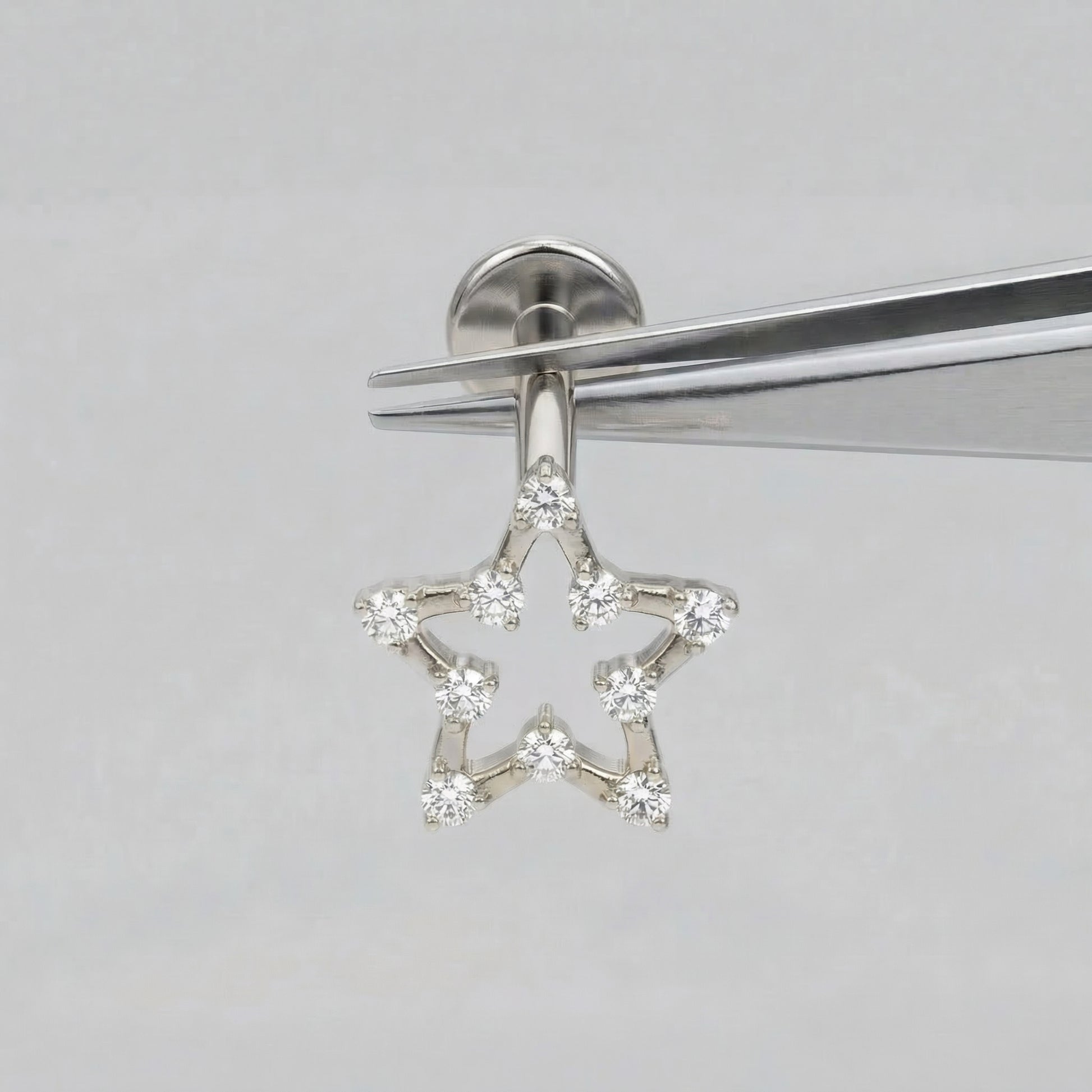 Open Front Helix Piercing - Silver celestial cartilage stud