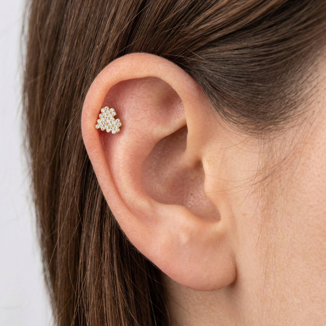 Paved Front Helix Piercing · helix jewelry stud