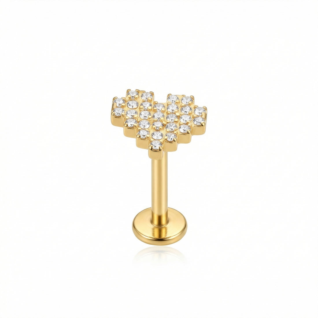 Silver paved heart zircon stud — conch jewelry placement
