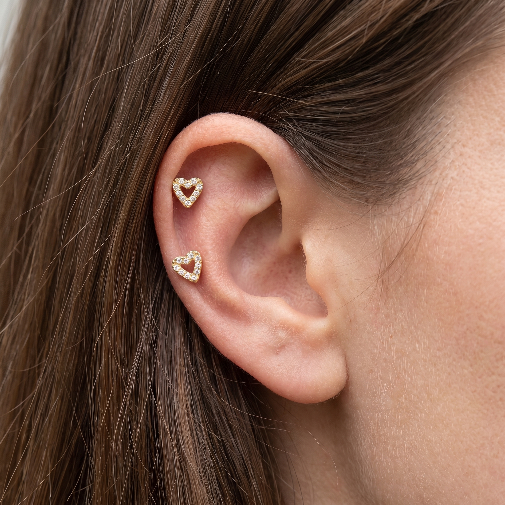 Paved Hidden Helix Piercing · double helix stud