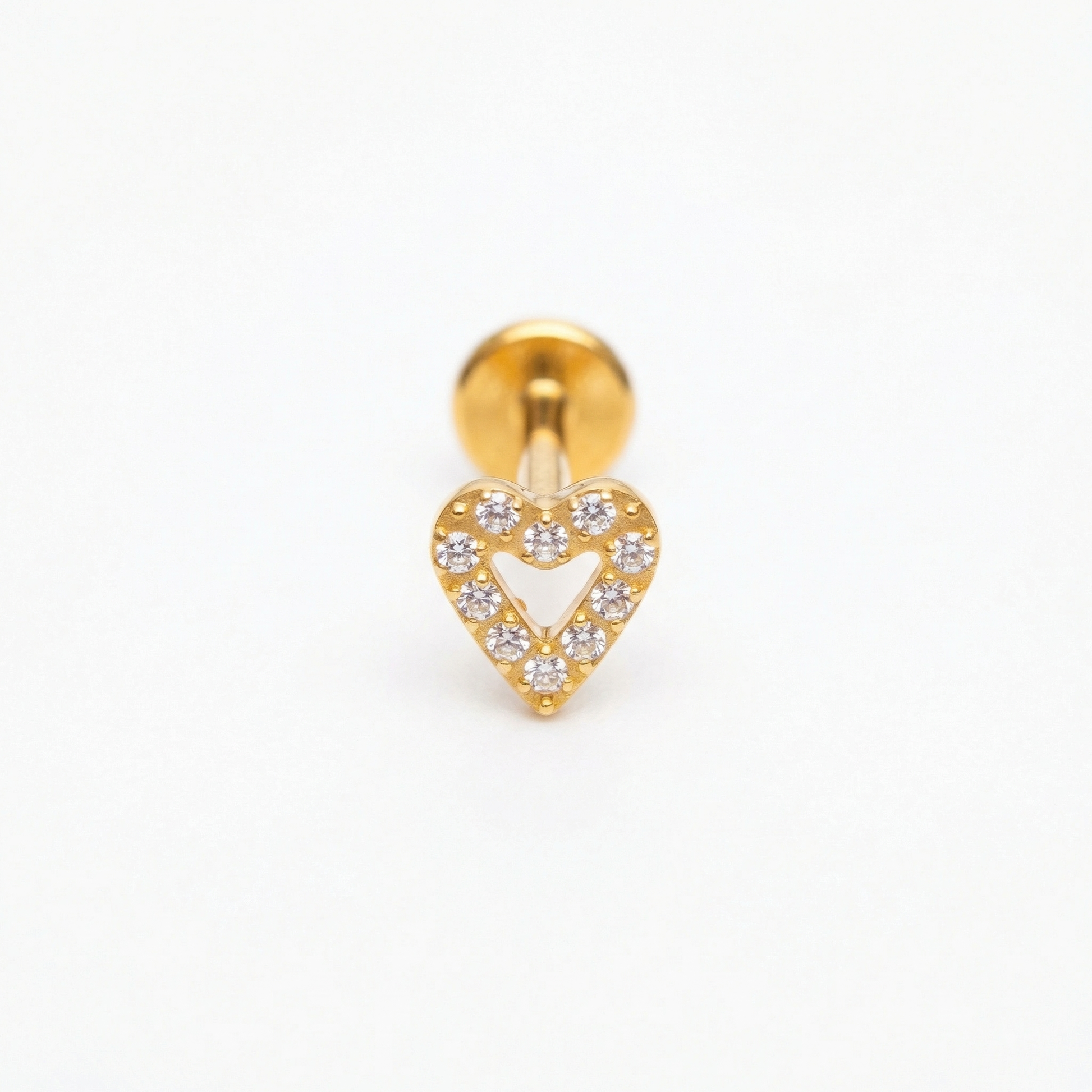 Paved Hidden Helix Piercing - Single gold titanium earring