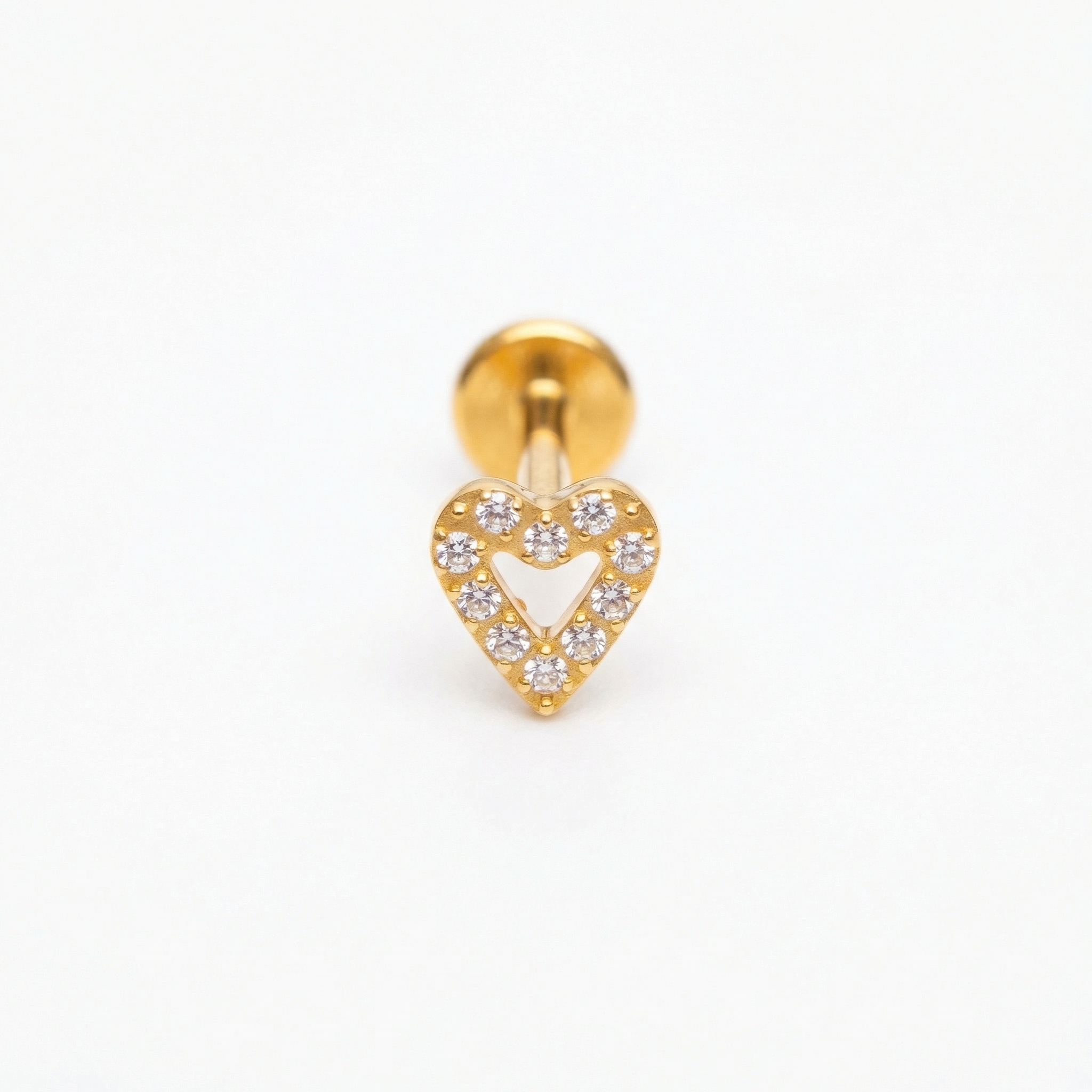 Paved Hidden Helix Piercing - Single gold titanium earring