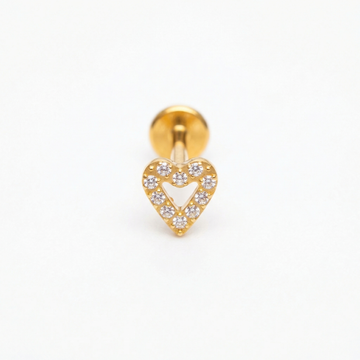 Paved Hidden Helix Piercing - Single gold titanium earring