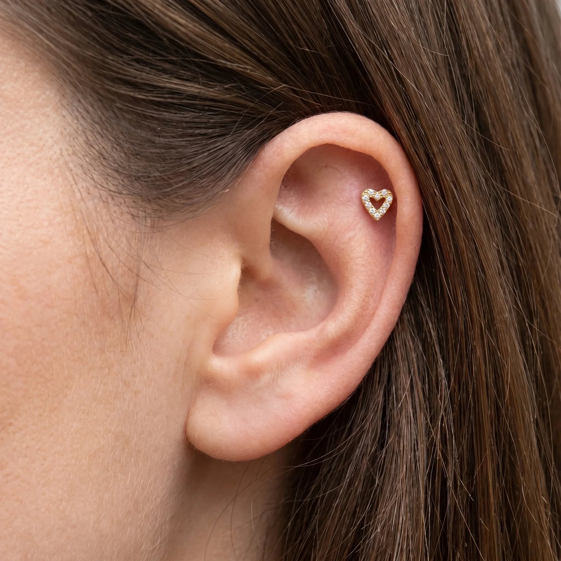 Paved Hidden Helix Piercing - Gold hypoallergenic ear stack