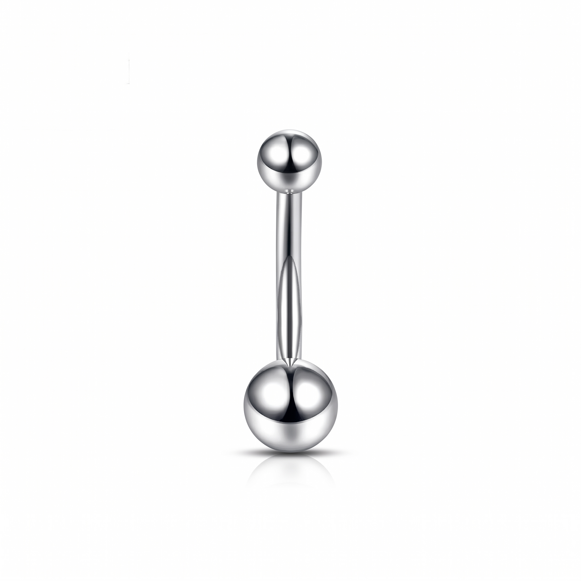 Petite Ball small belly button ring in silver 8 mm — white background packshot, G23 titanium 14G