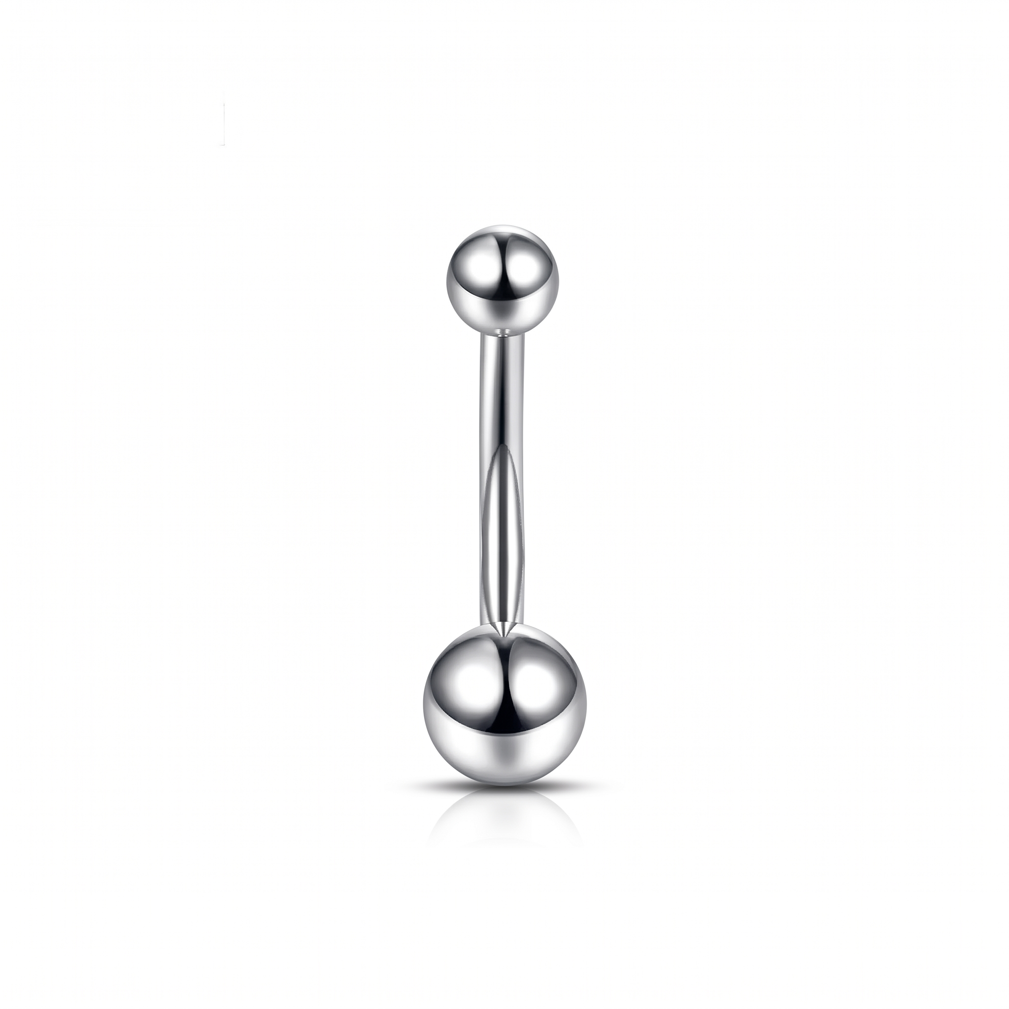 Petite Ball small belly button ring in silver 8 mm — white background packshot, G23 titanium 14G