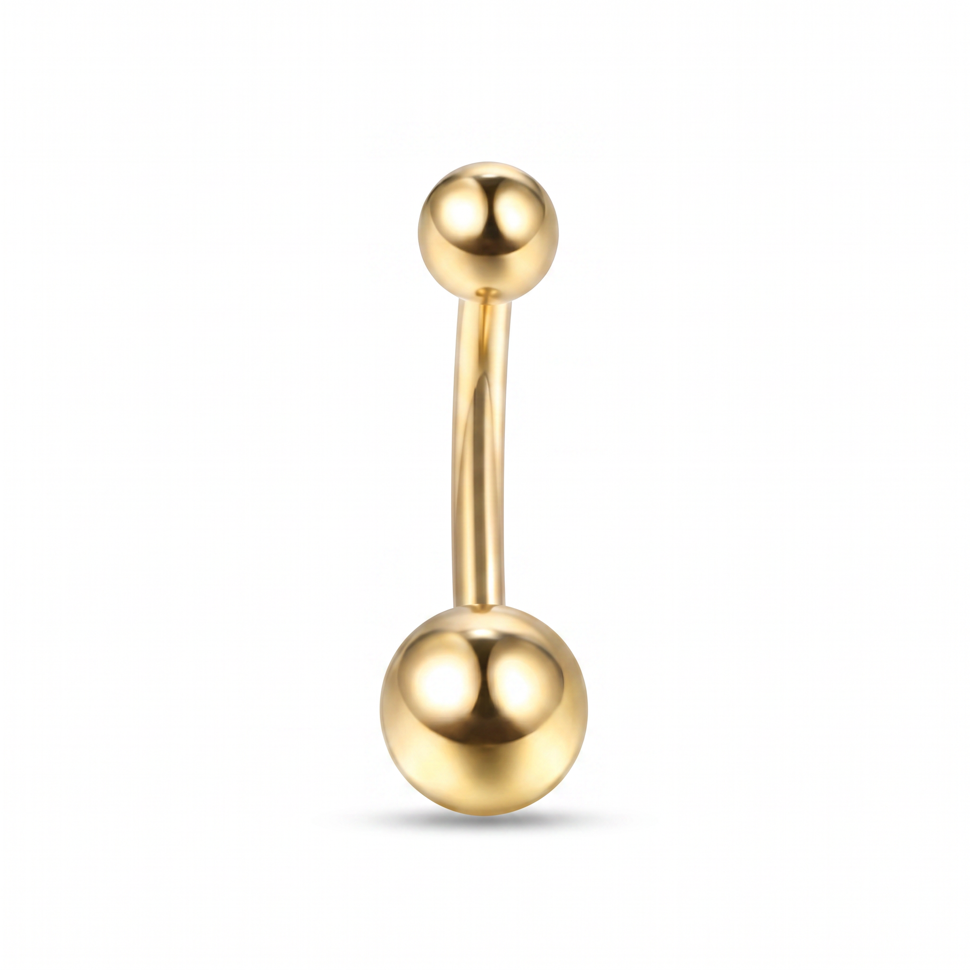 Petite Ball small belly button ring in gold 8 mm — white background packshot, G23 titanium 14G
