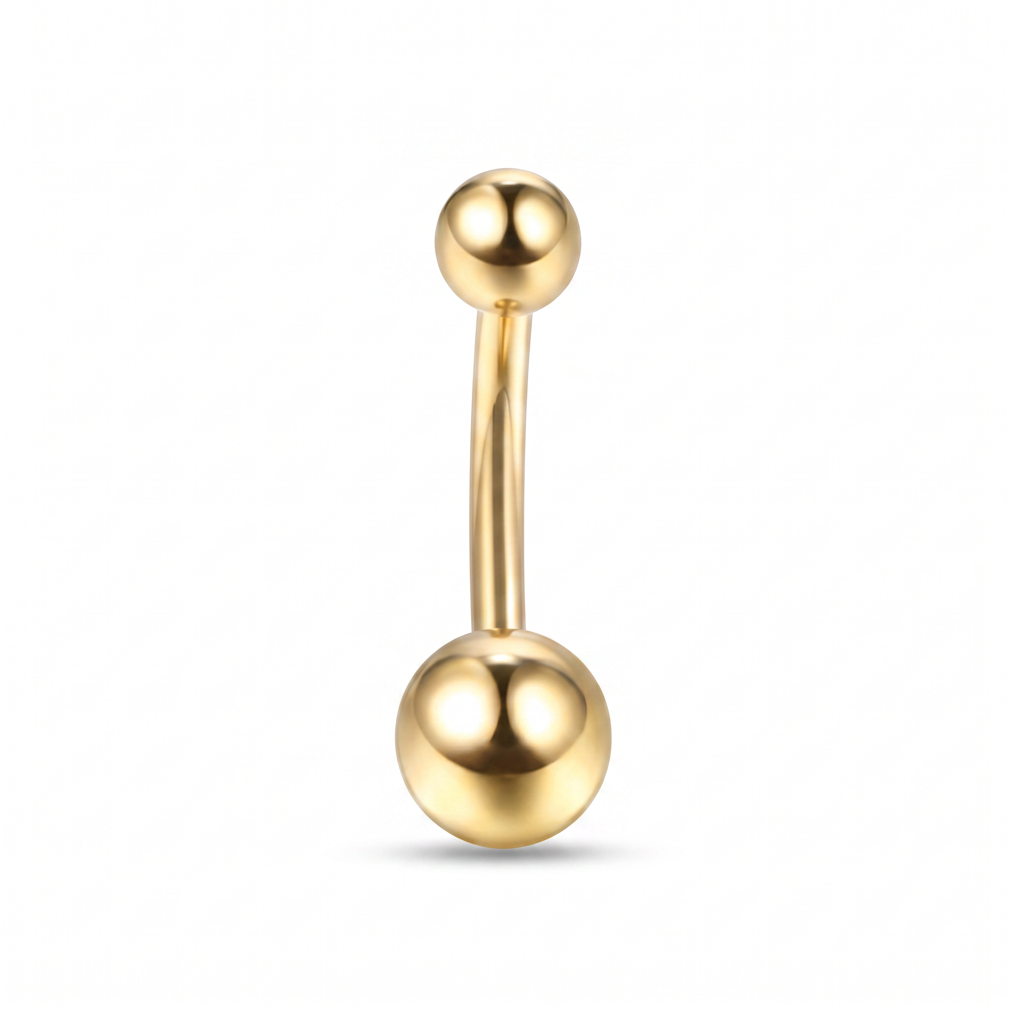 Petite Ball small belly button ring in gold 8 mm — white background packshot, G23 titanium 14G