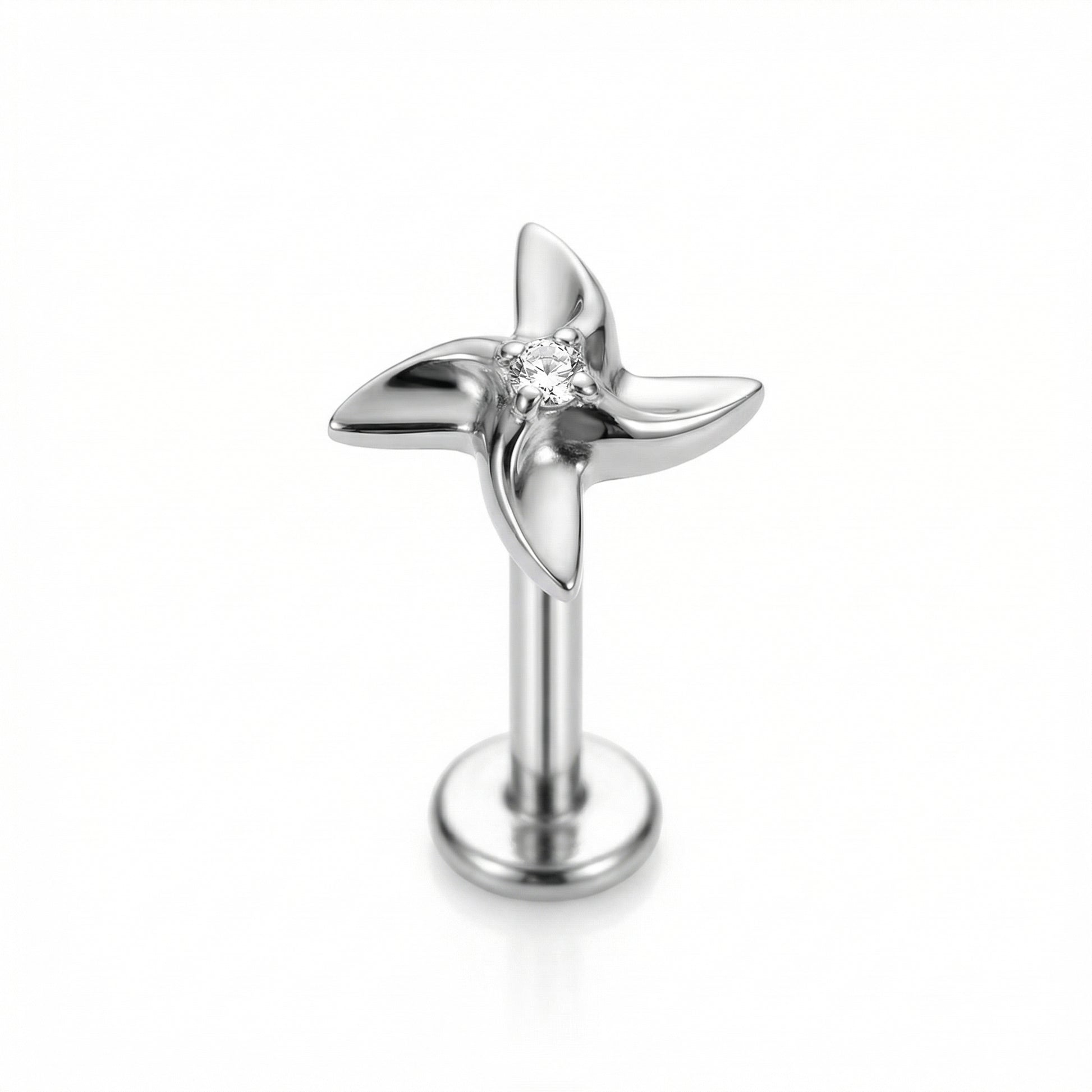 Pinwheel Medusa Piercing Jewelry - Single silver pinwheel piercing