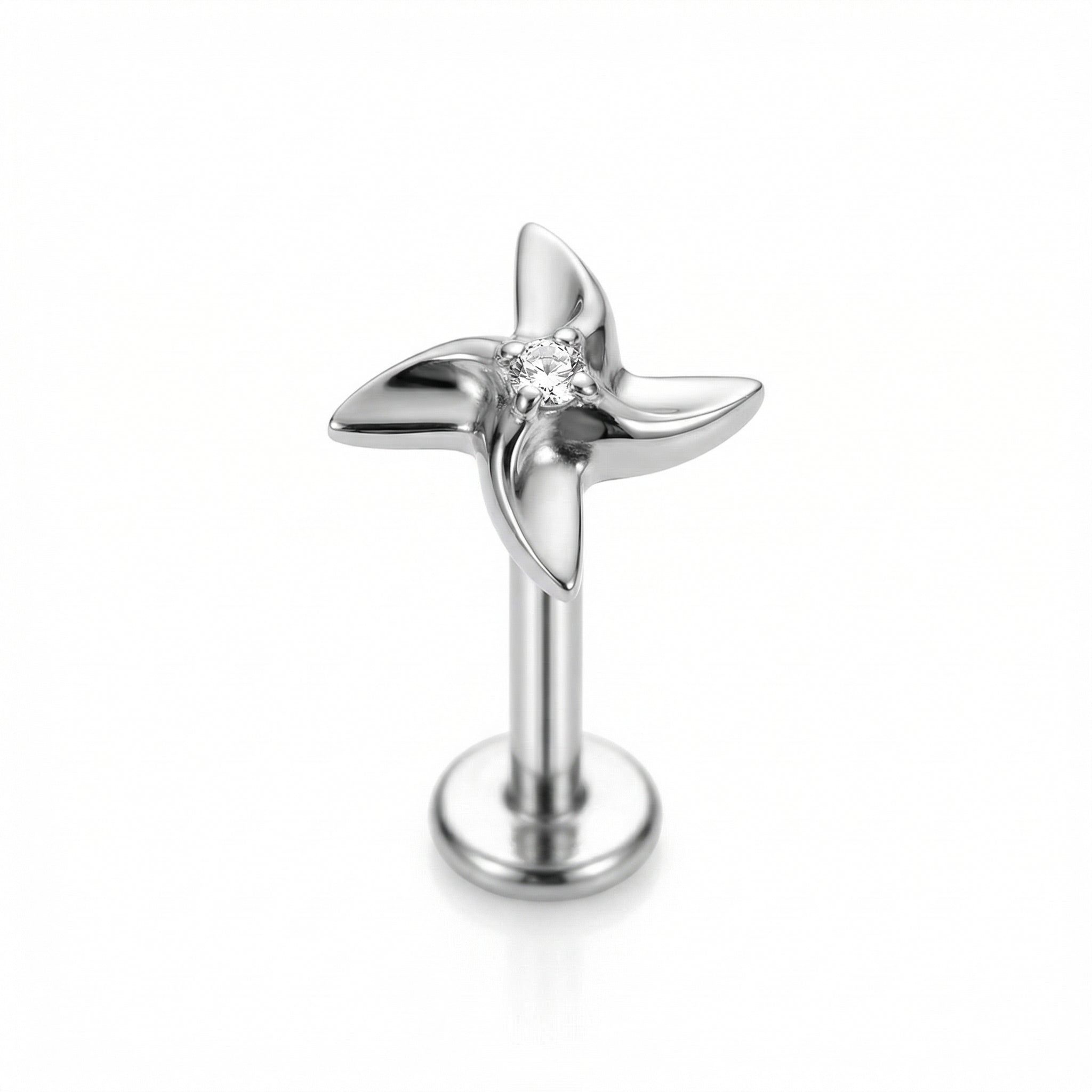 Pinwheel Medusa Piercing Jewelry - Single silver pinwheel piercing