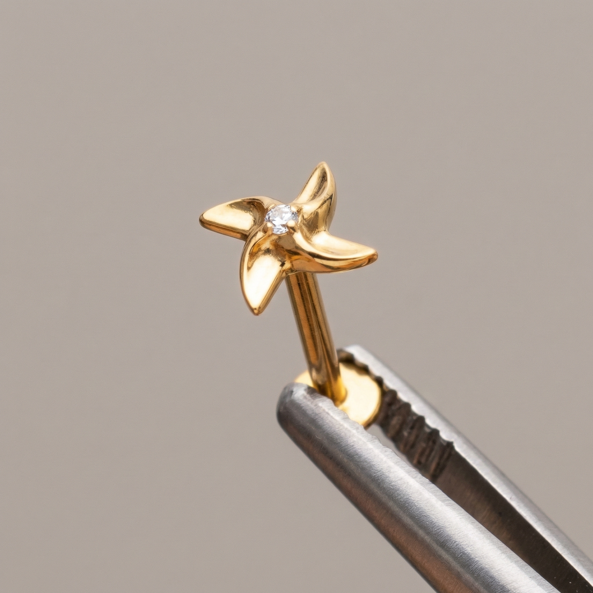 Pinwheel Medusa Piercing Jewelry - Gold pinwheel piercing stud