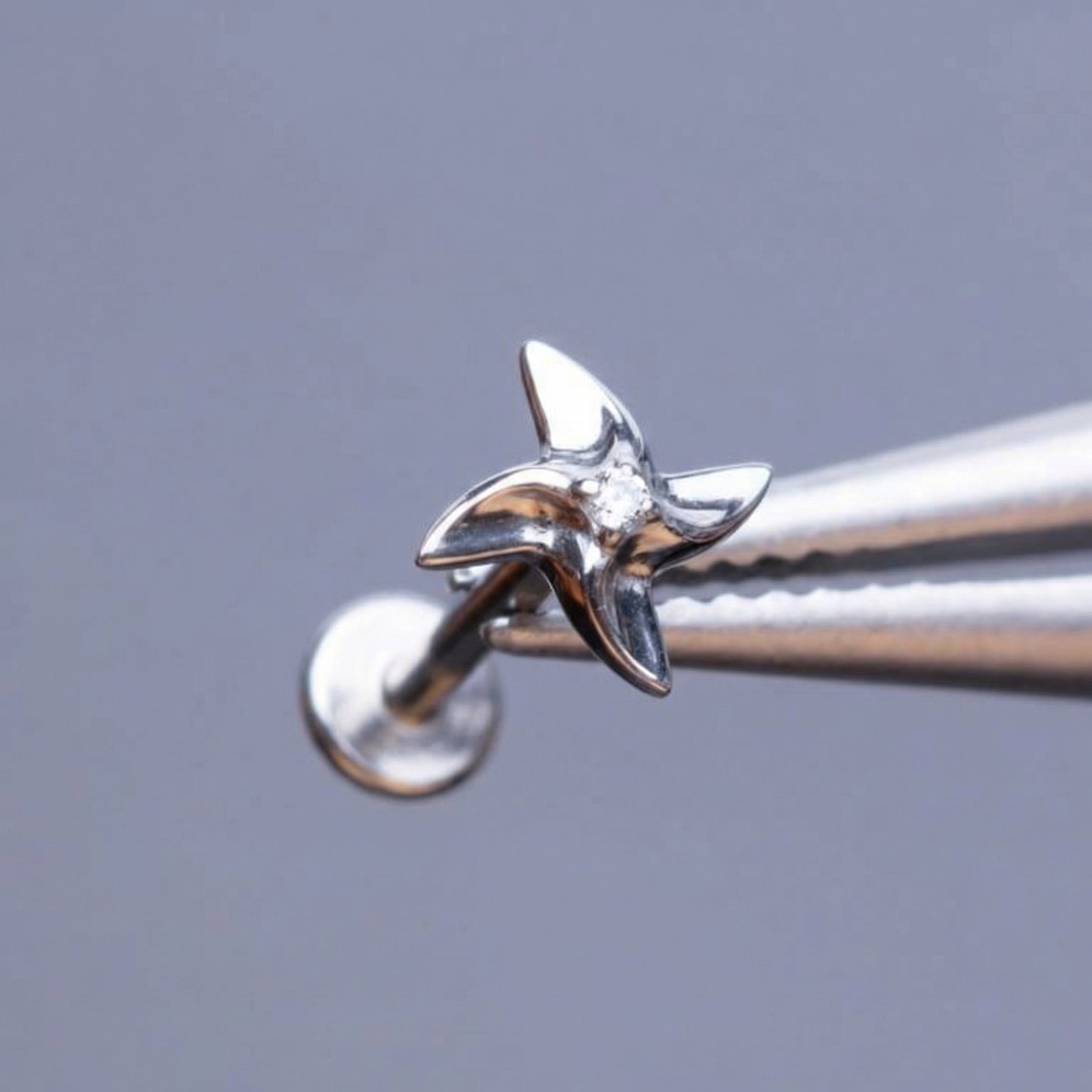 Pinwheel Medusa Piercing Jewelry - Silver titanium held securely