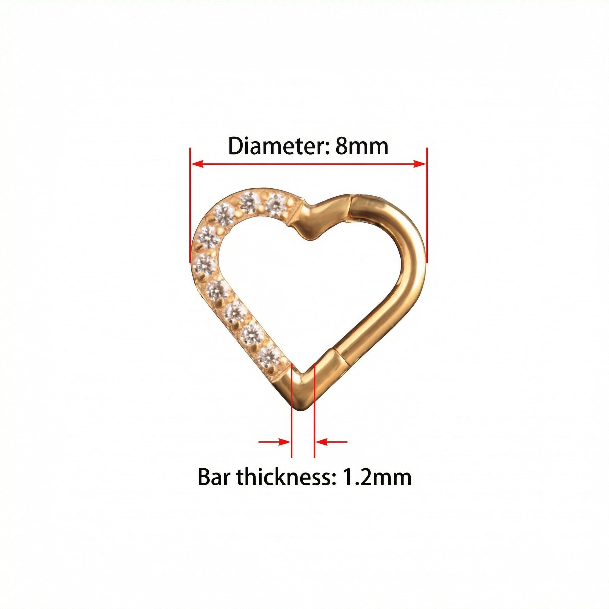 Romantic Piercing In Septum - Size chart diagram for
