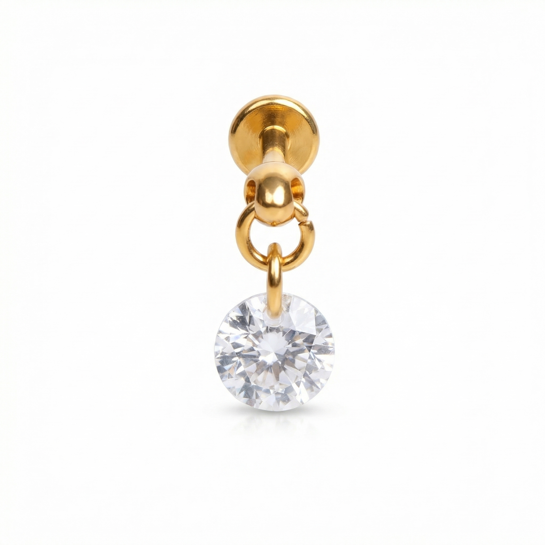 Round Front Helix Piercing - Gold round zircon dangle