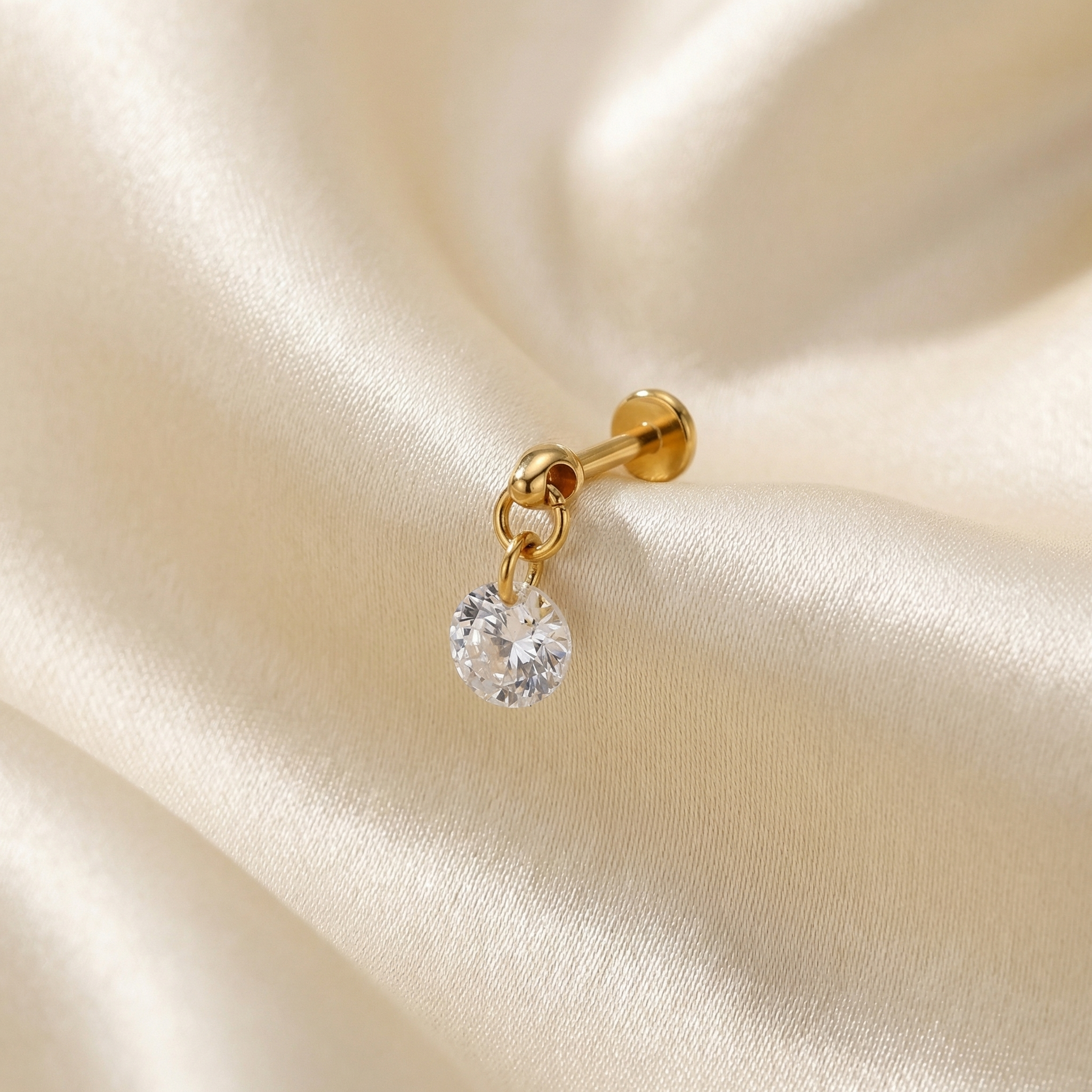 Round Front Helix Piercing - Gold round zircon dangle