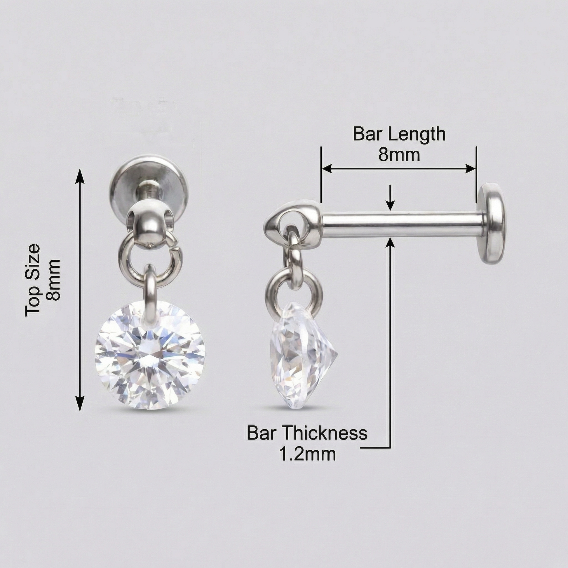 Round Front Helix Piercing - Measurement layout for a