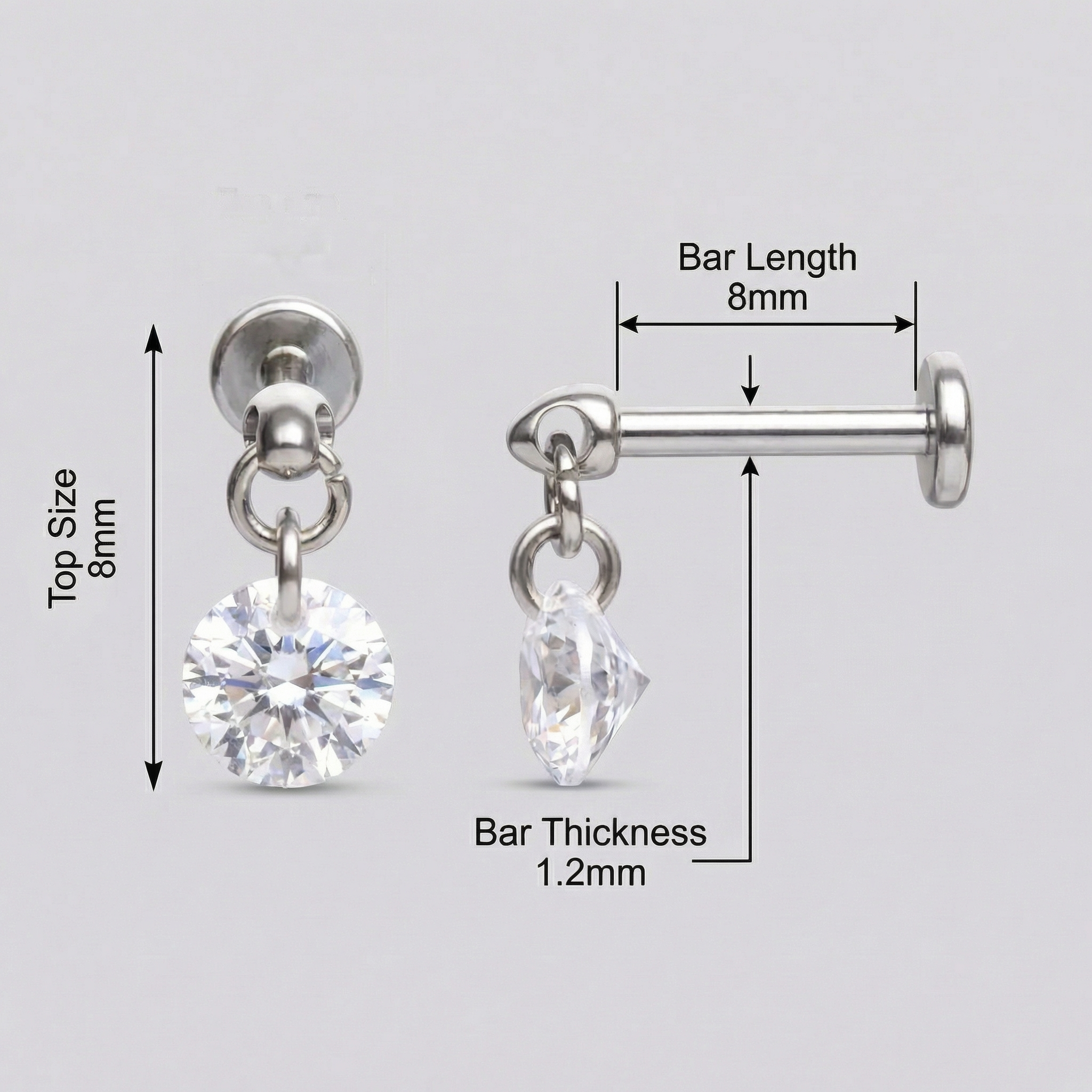 Round Front Helix Piercing - Measurement layout for a