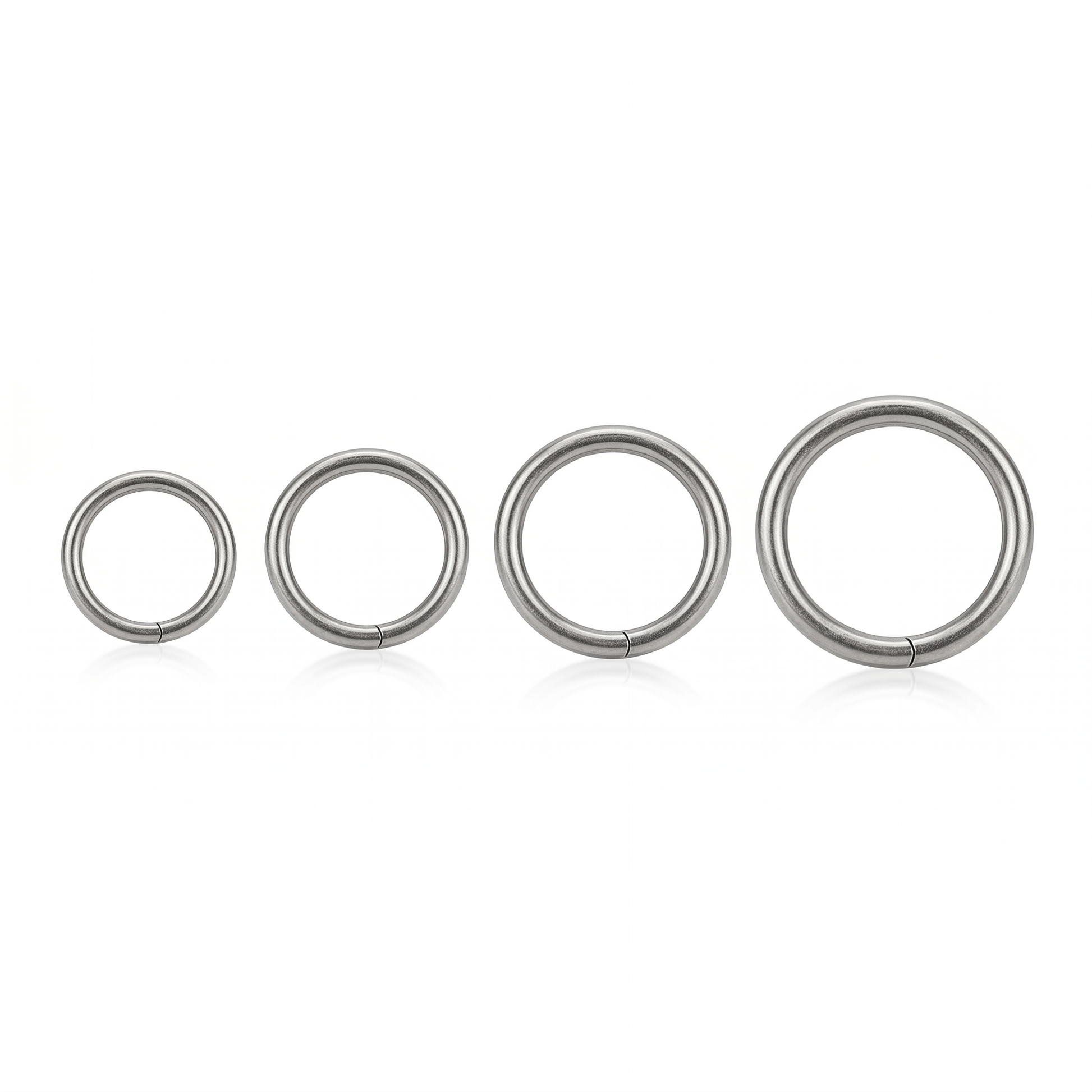seamless nose hoop sizes on a white background — G23 titanium 20G